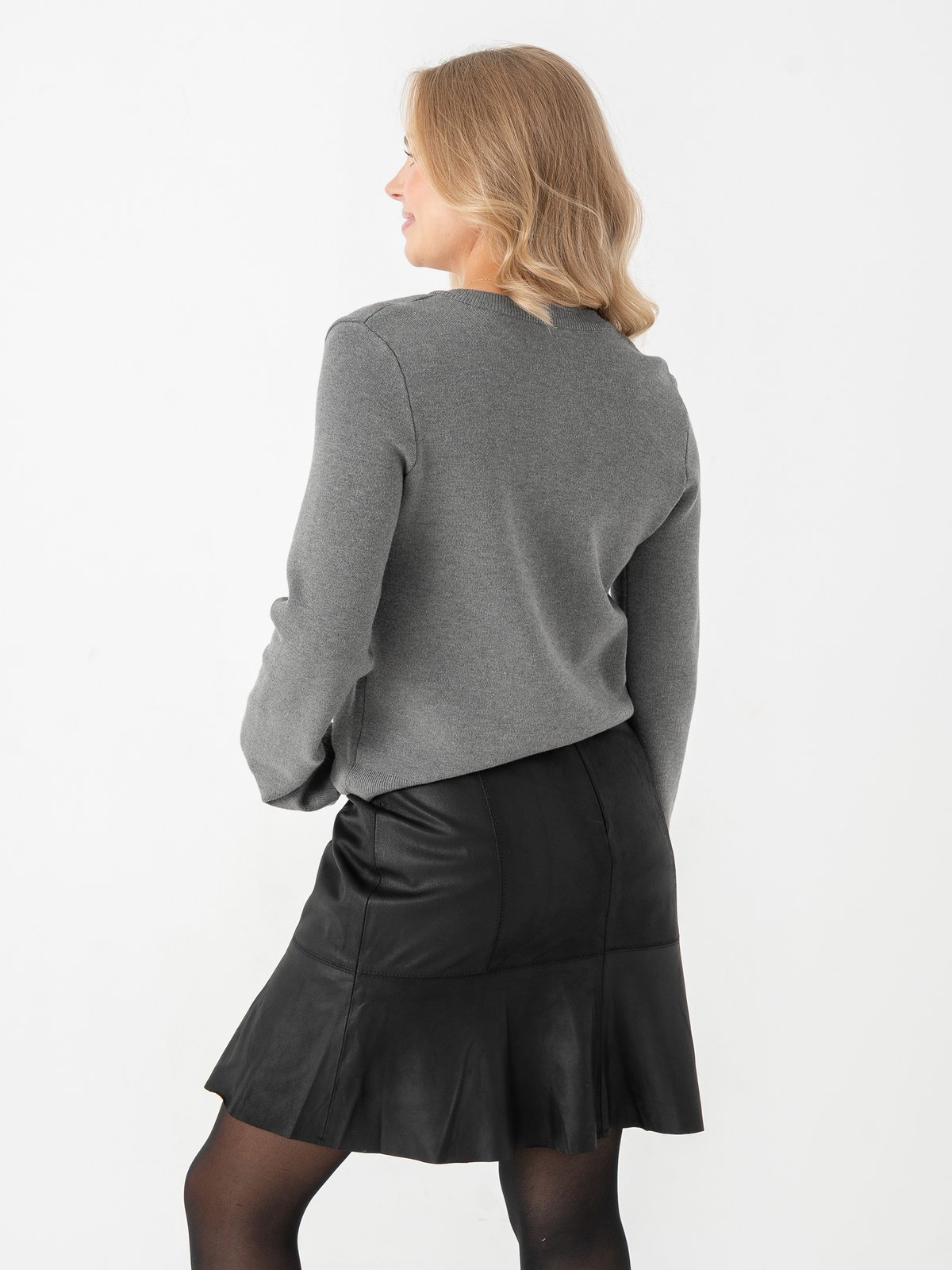 Y.A.S Elena Long Sleeve Knit Cardigan Medium Grey Melange
