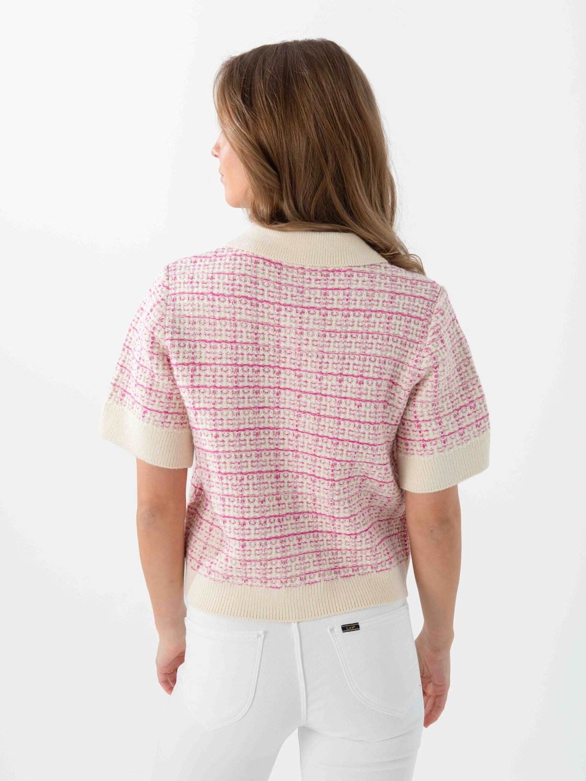 Y.A.S Livia Short Sleeve Knit Birch Rose Violet / Ballerina