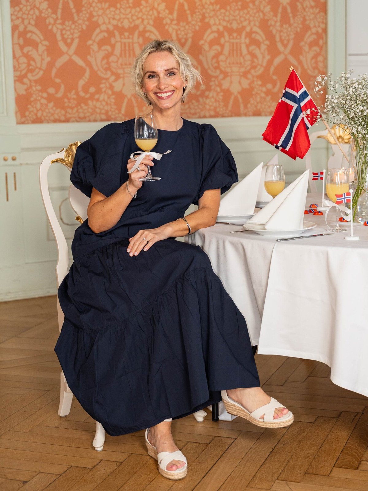 Y.A.S Colea Short Sleeve Ankle Dress Navy Blazer