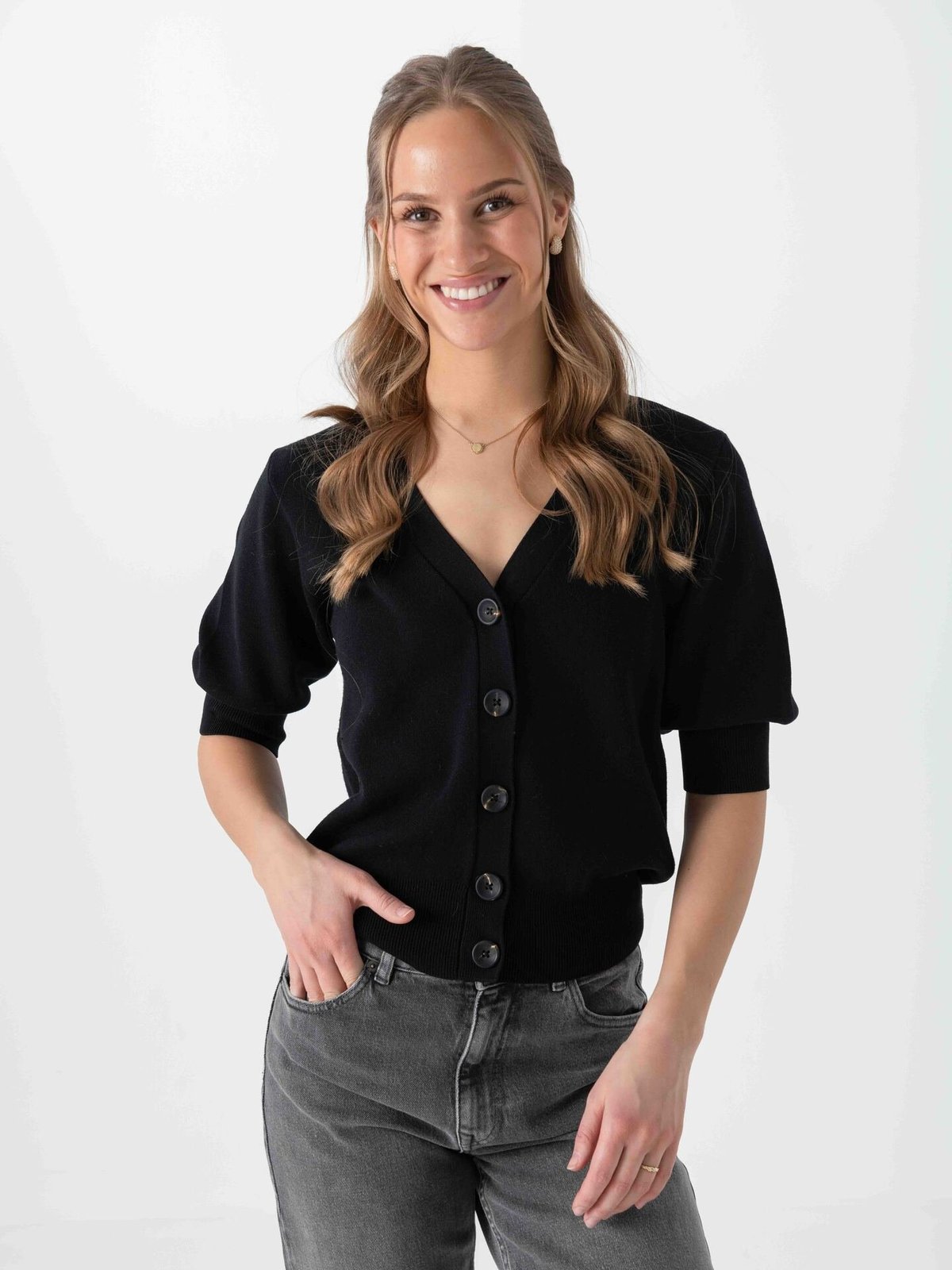 Y.A.S Fonny 2/4 Knit Cardigan Black