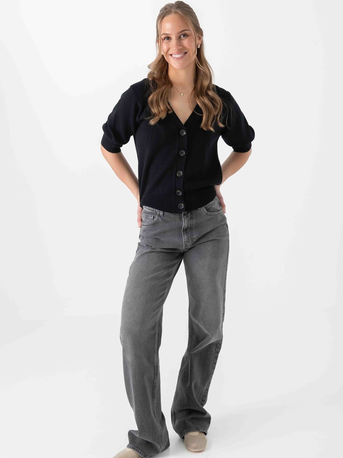 Y.A.S Fonny 2/4 Knit Cardigan Black