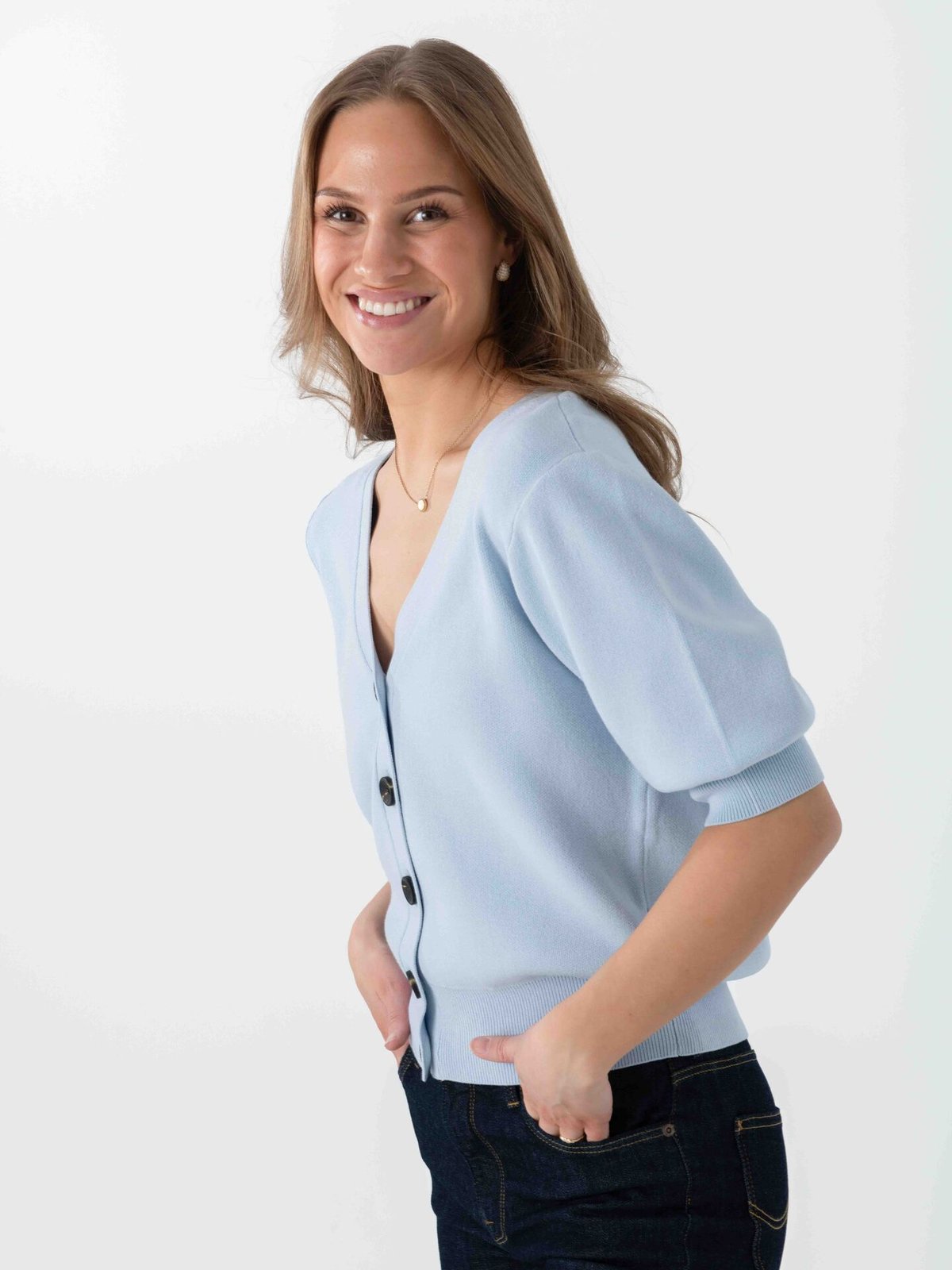 Y.A.S Fonny 2/4 Knit Cardigan Skyway