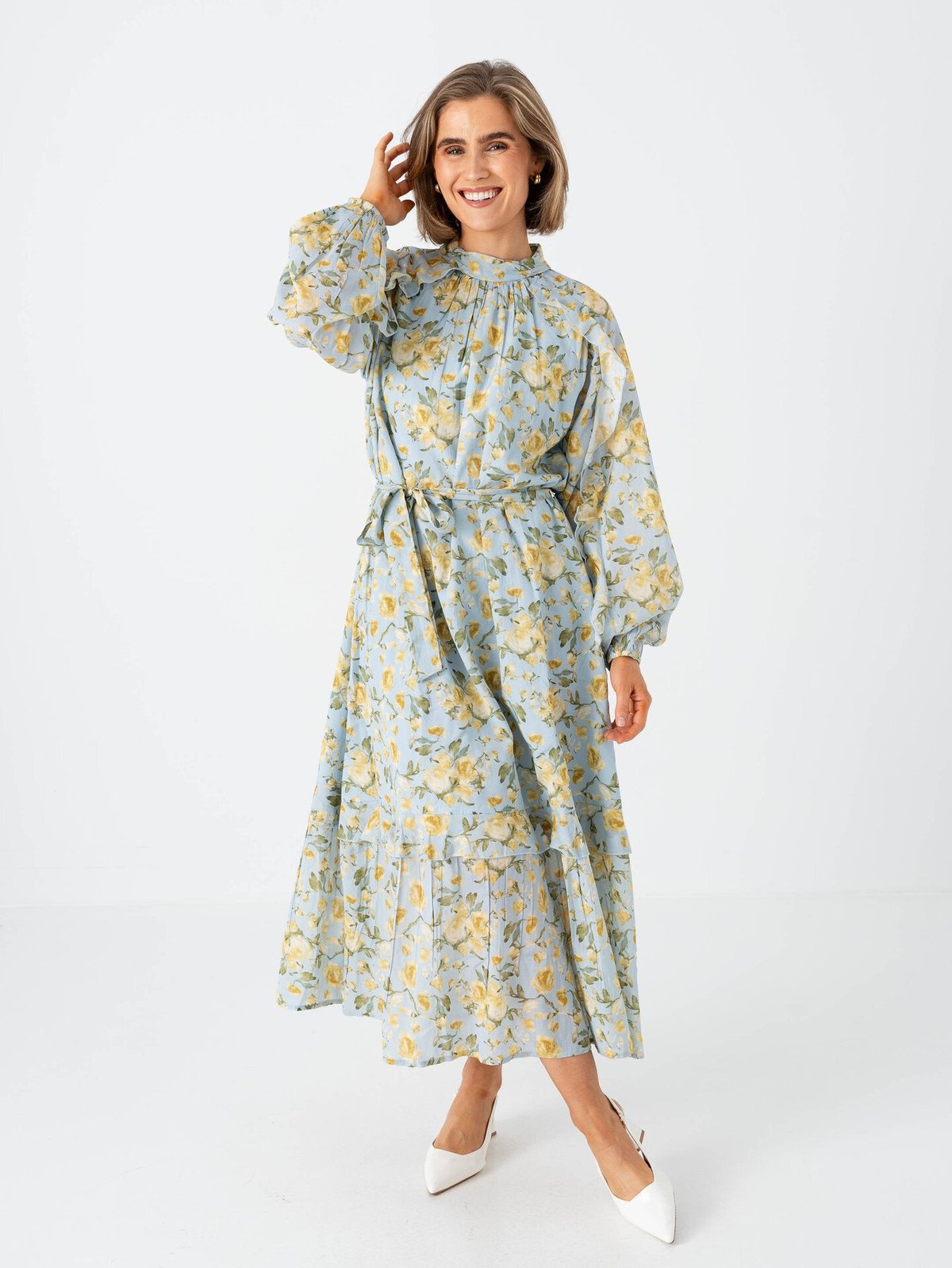 Y.A.S Matira Long Sleeve Long Dress Blå
