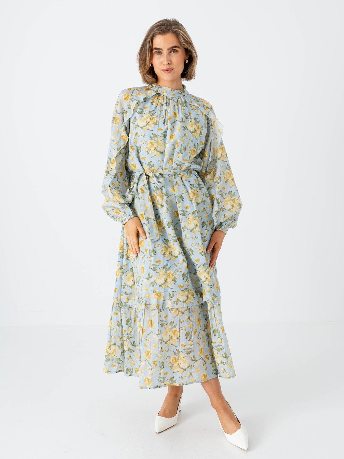 Y.A.S Matira Long Sleeve Long Dress Blå