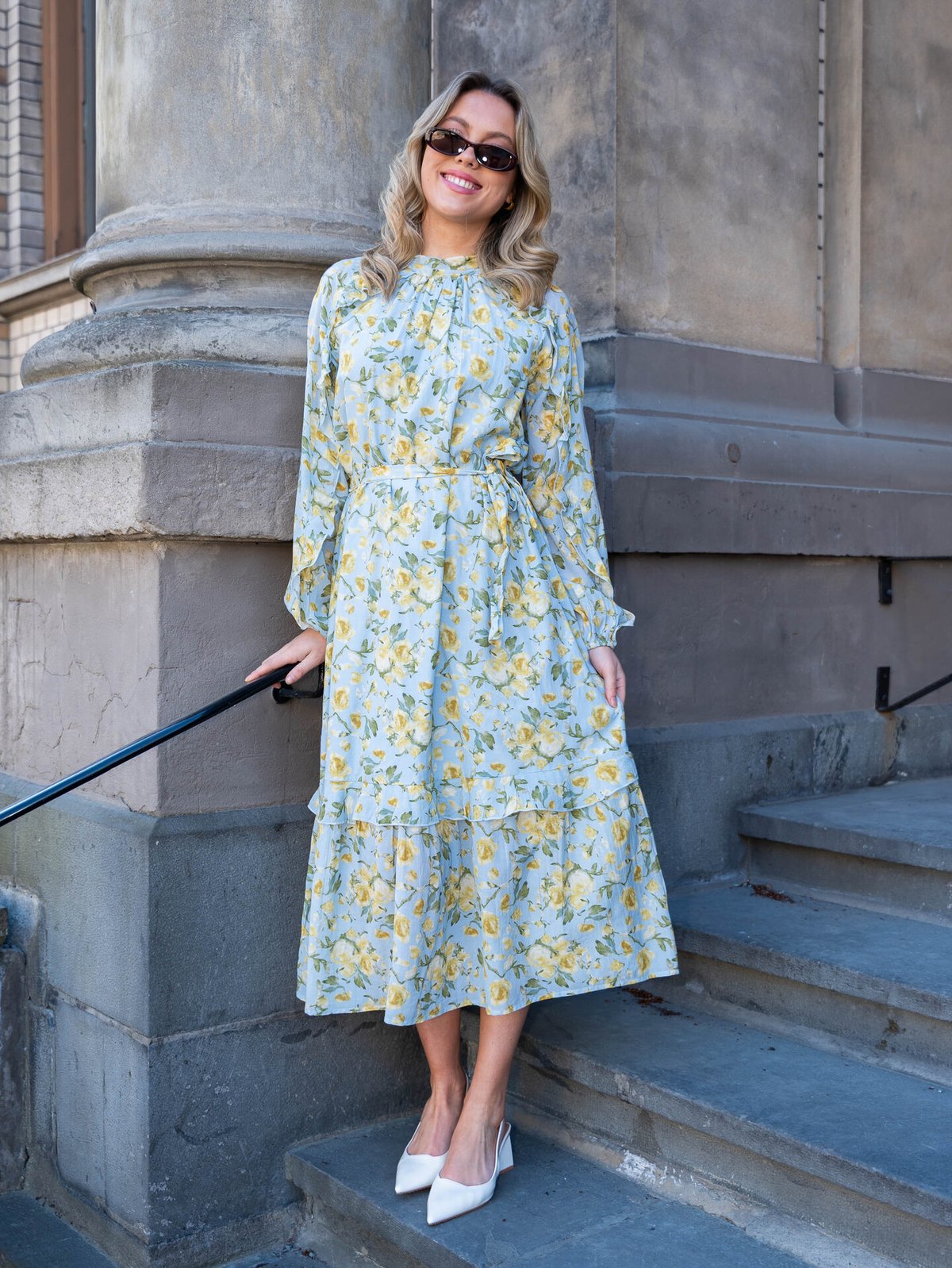 Y.A.S Matira Long Sleeve Long Dress Blå