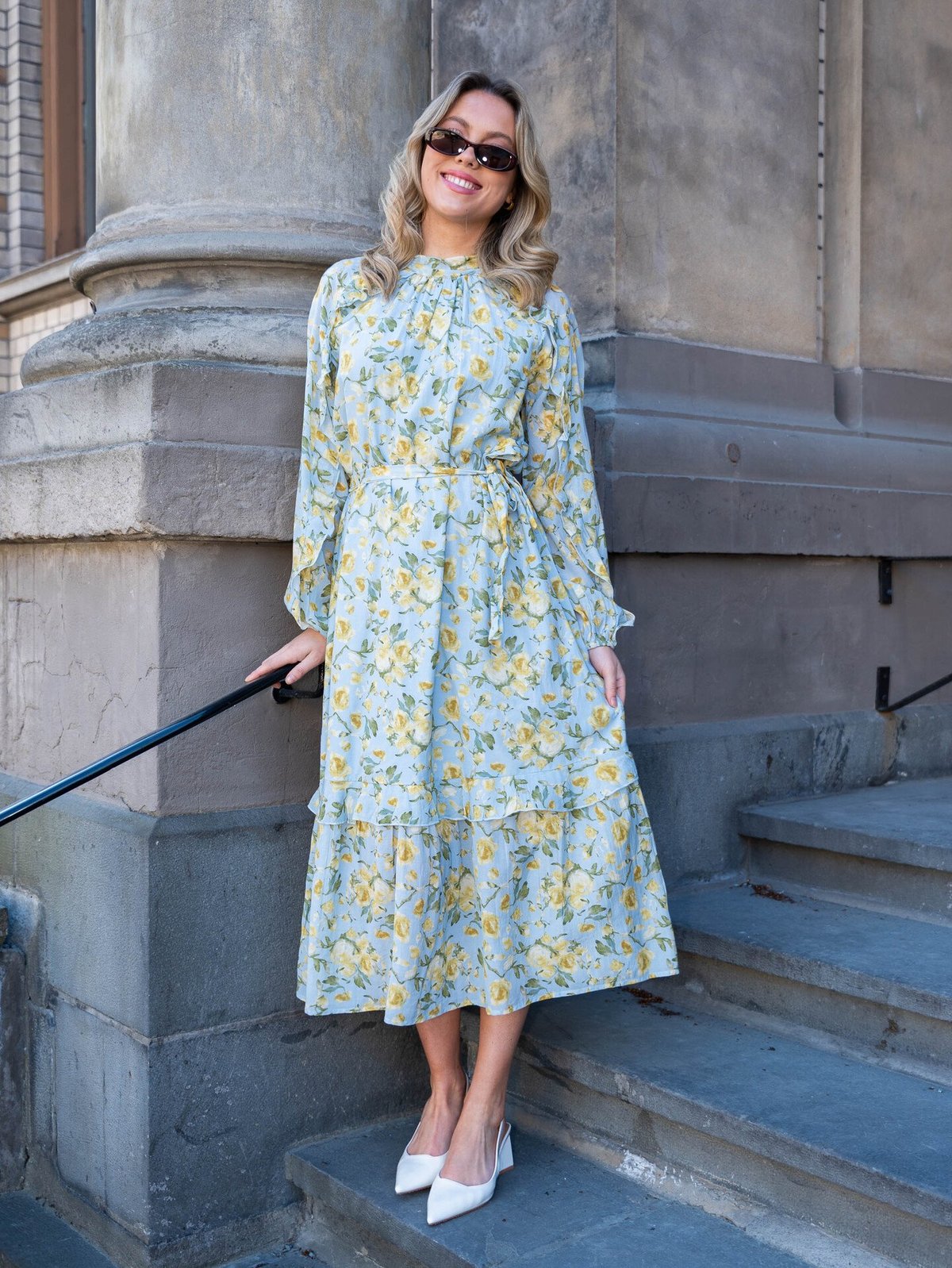 Y.A.S Matira Long Sleeve Long Dress Blå