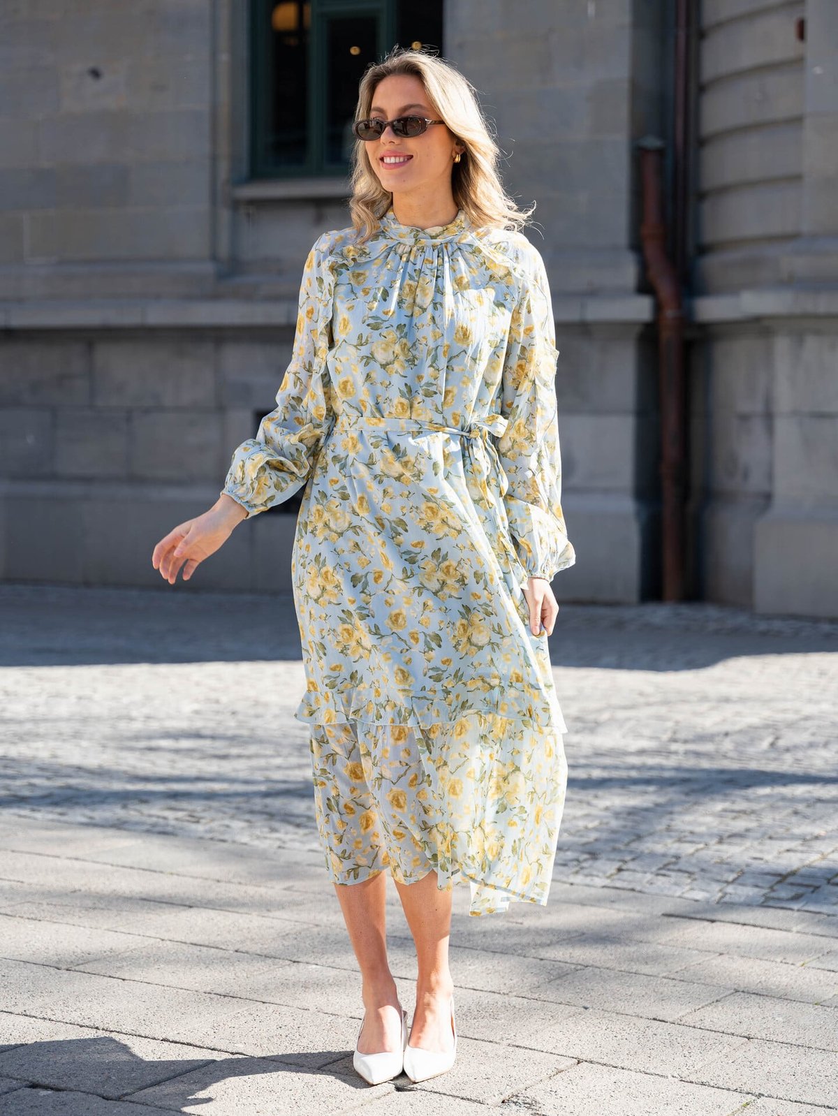 Y.A.S Matira Long Sleeve Long Dress Blå