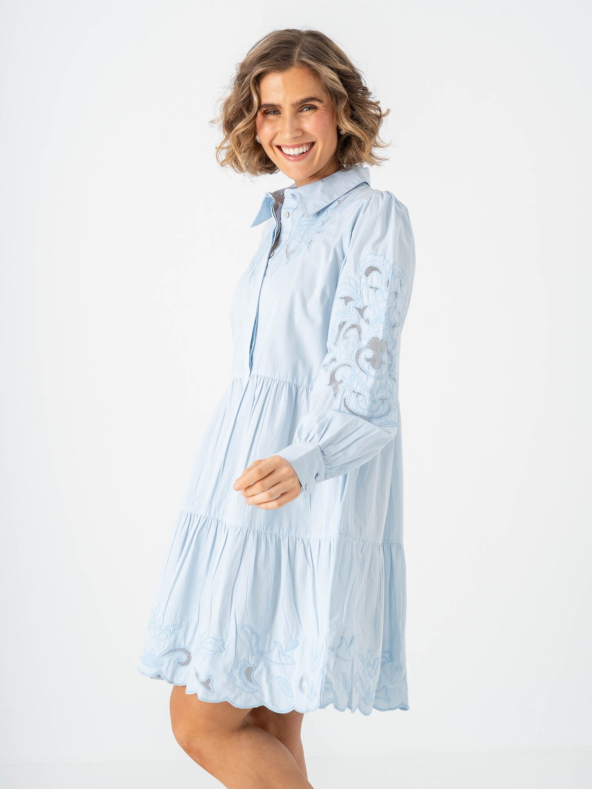 Y.A.S Zimia Long Sleeve Shirt Dress Skyway