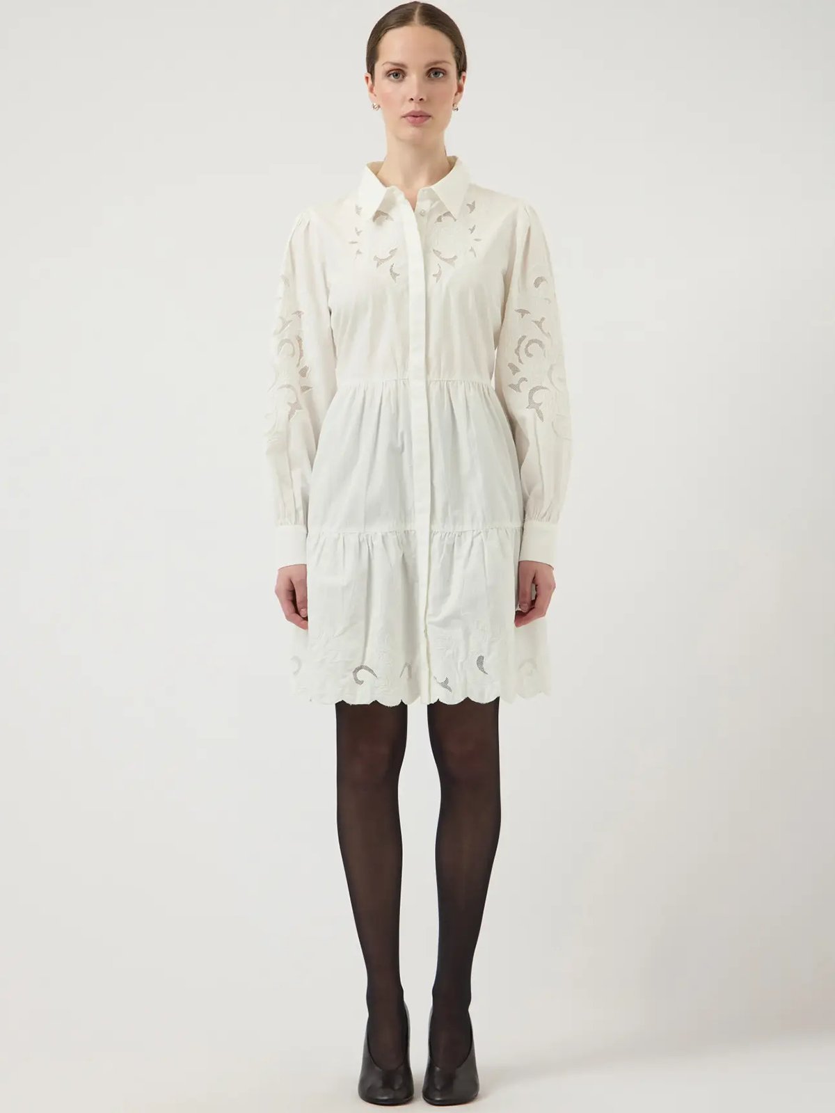 Y.A.S Zimia Long Sleeve Shirt Dress Star White