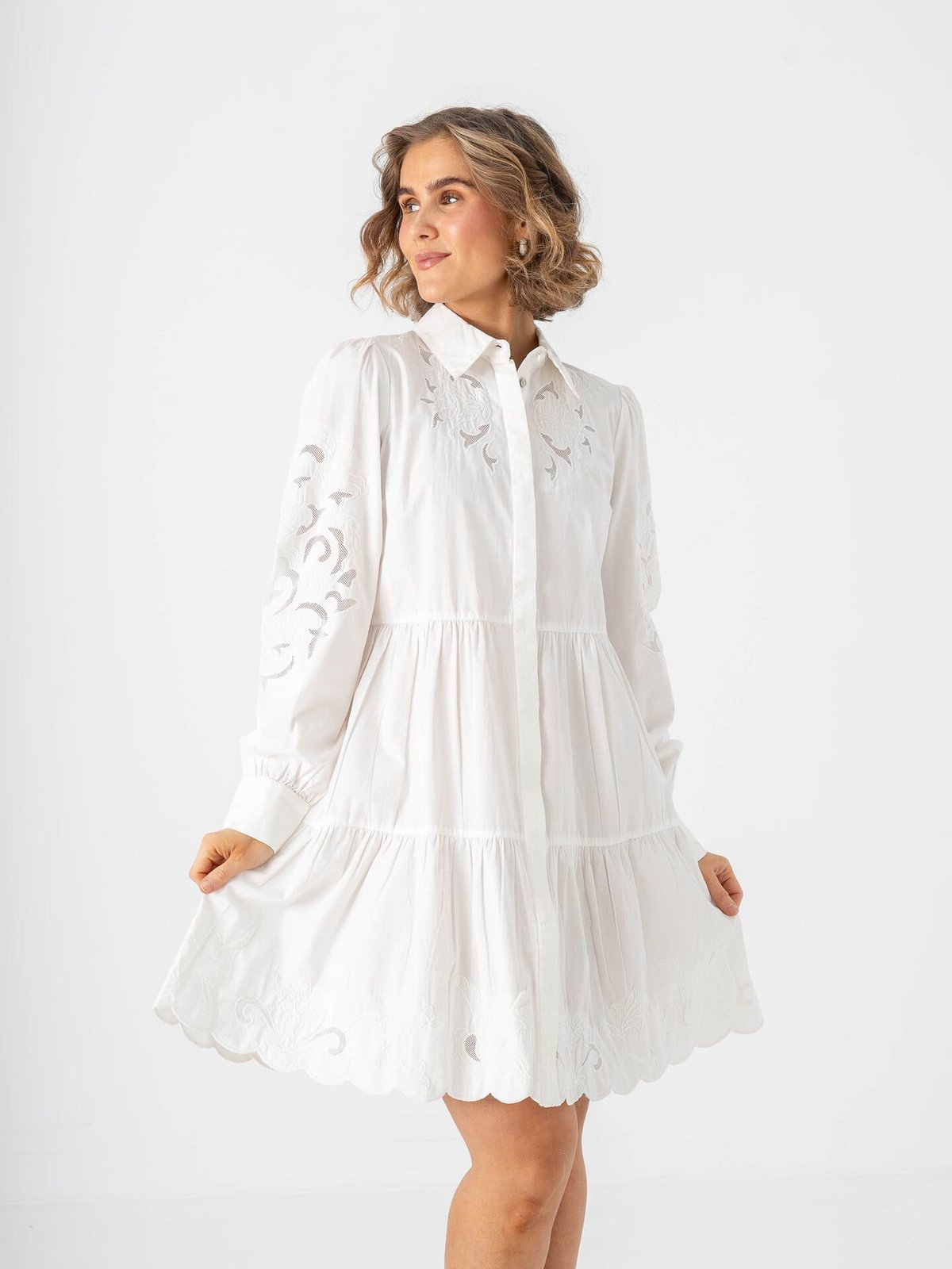 Y.A.S Zimia Long Sleeve Shirt Dress Star White