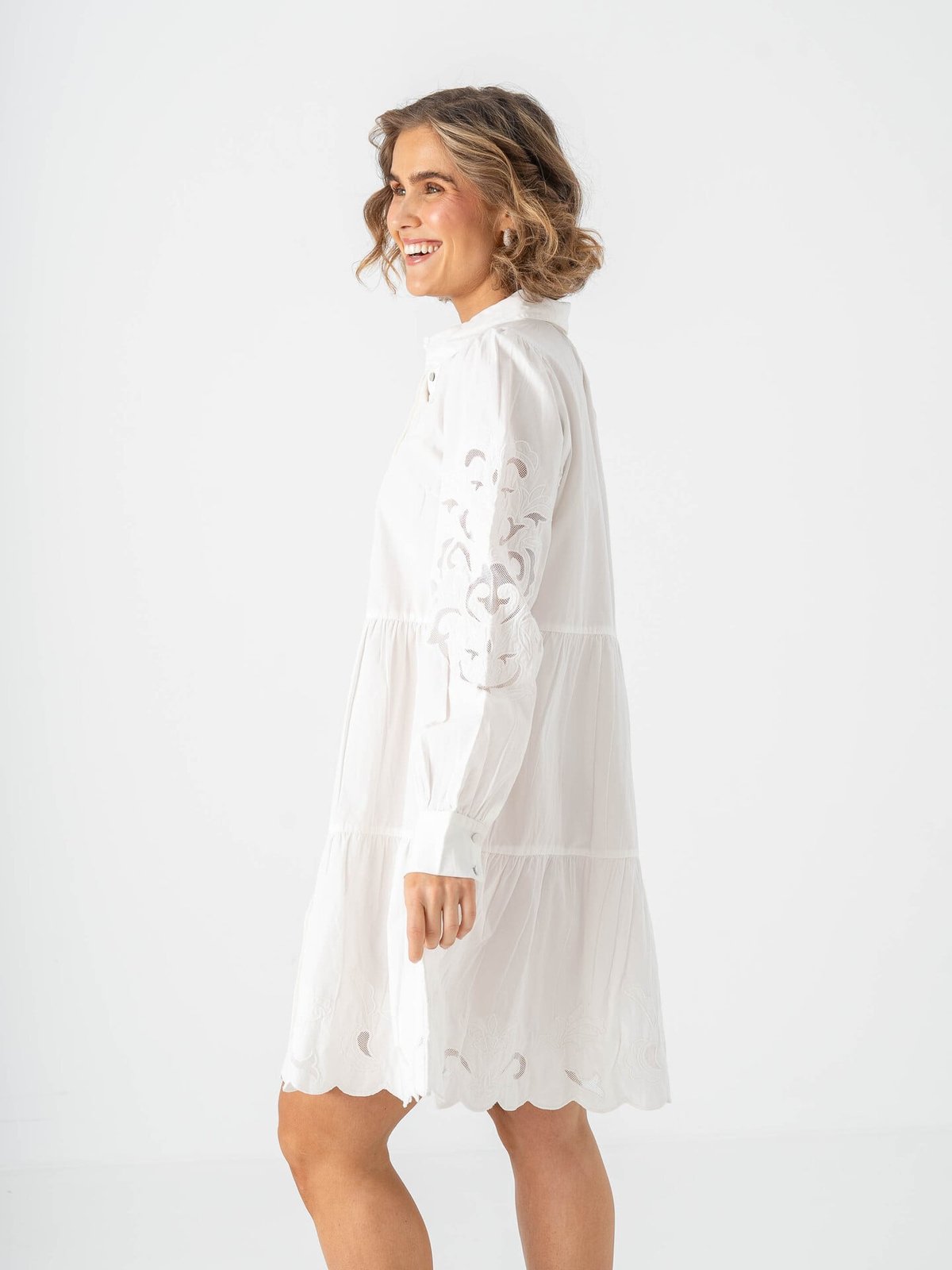 Y.A.S Zimia Long Sleeve Shirt Dress Star White