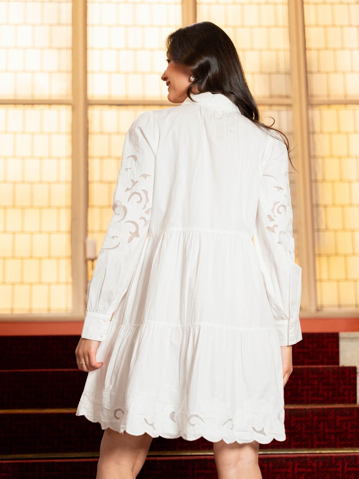 Y.A.S Zimia Long Sleeve Shirt Dress Star White