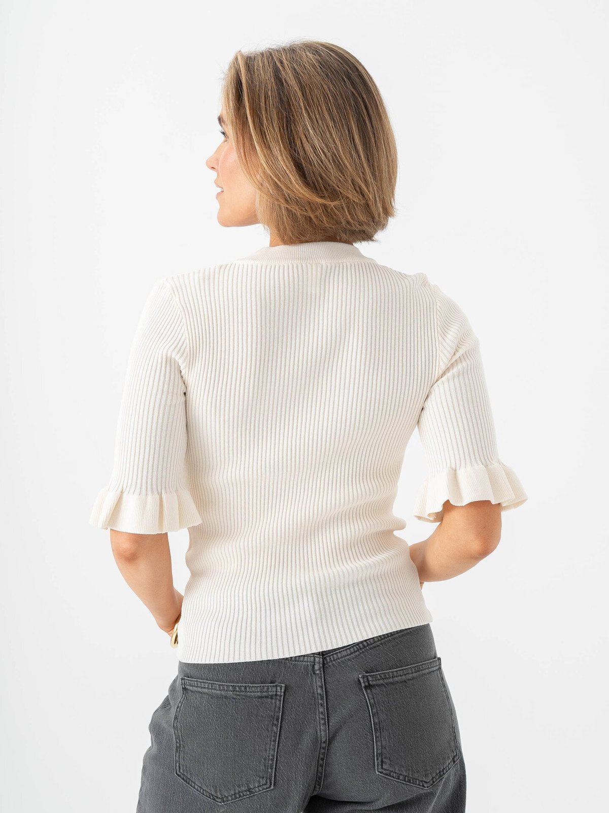 Y.A.S Mikla Short Sleeve Knit Top Pristine