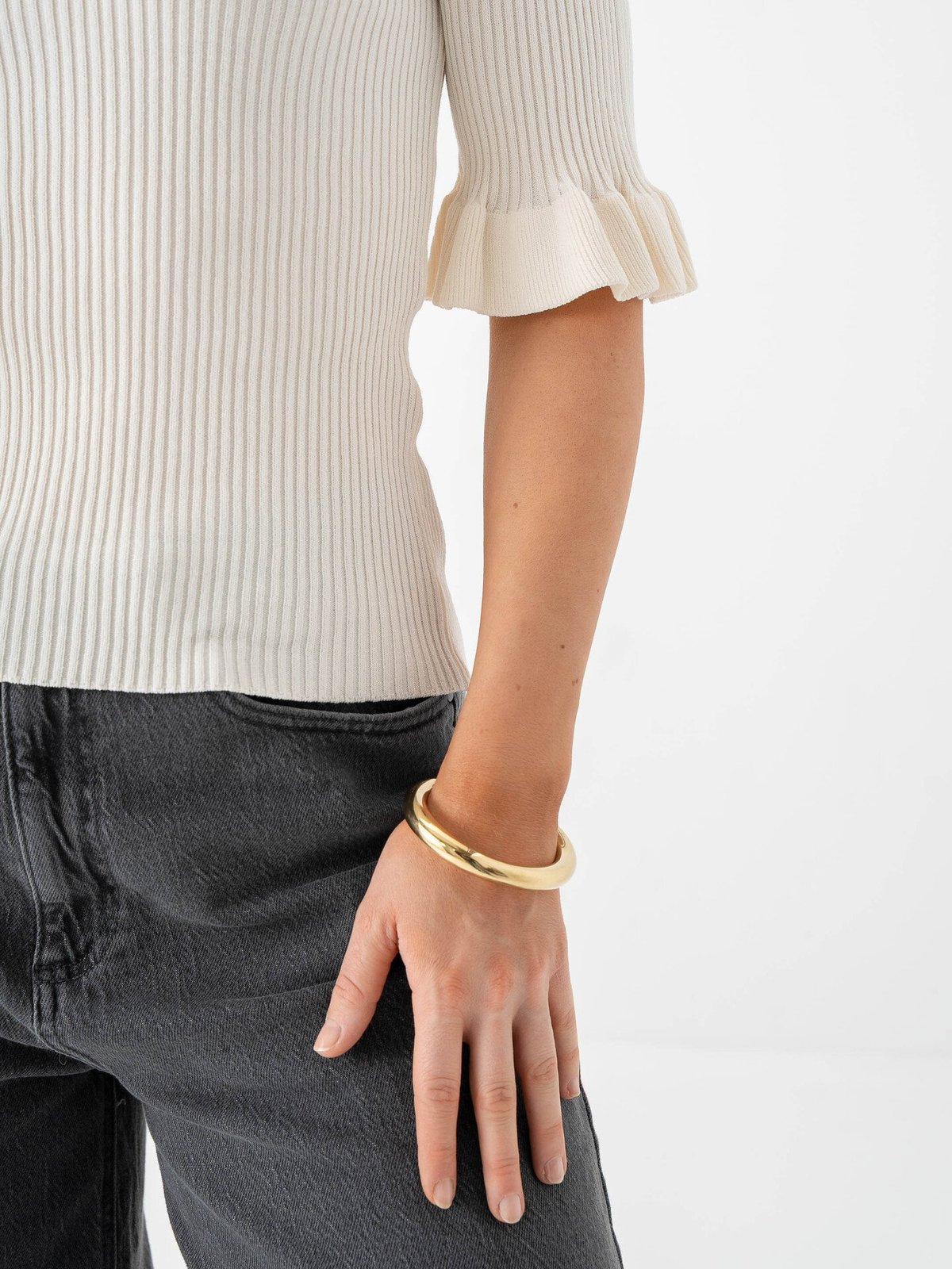 Y.A.S Mikla Short Sleeve Knit Top Pristine