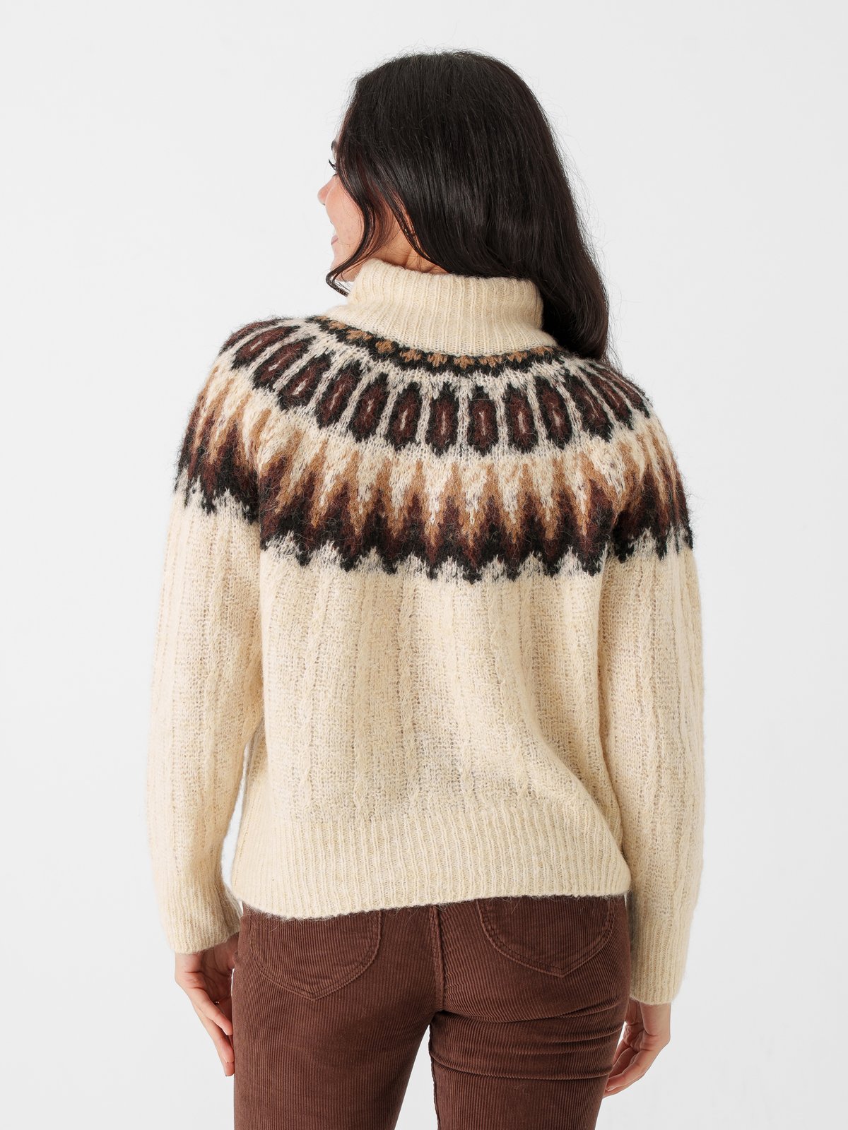 Y.A.S Domina Long Sleeve Wool Blend Knit Wood Ash W. Dijon/Shaved Chocolate