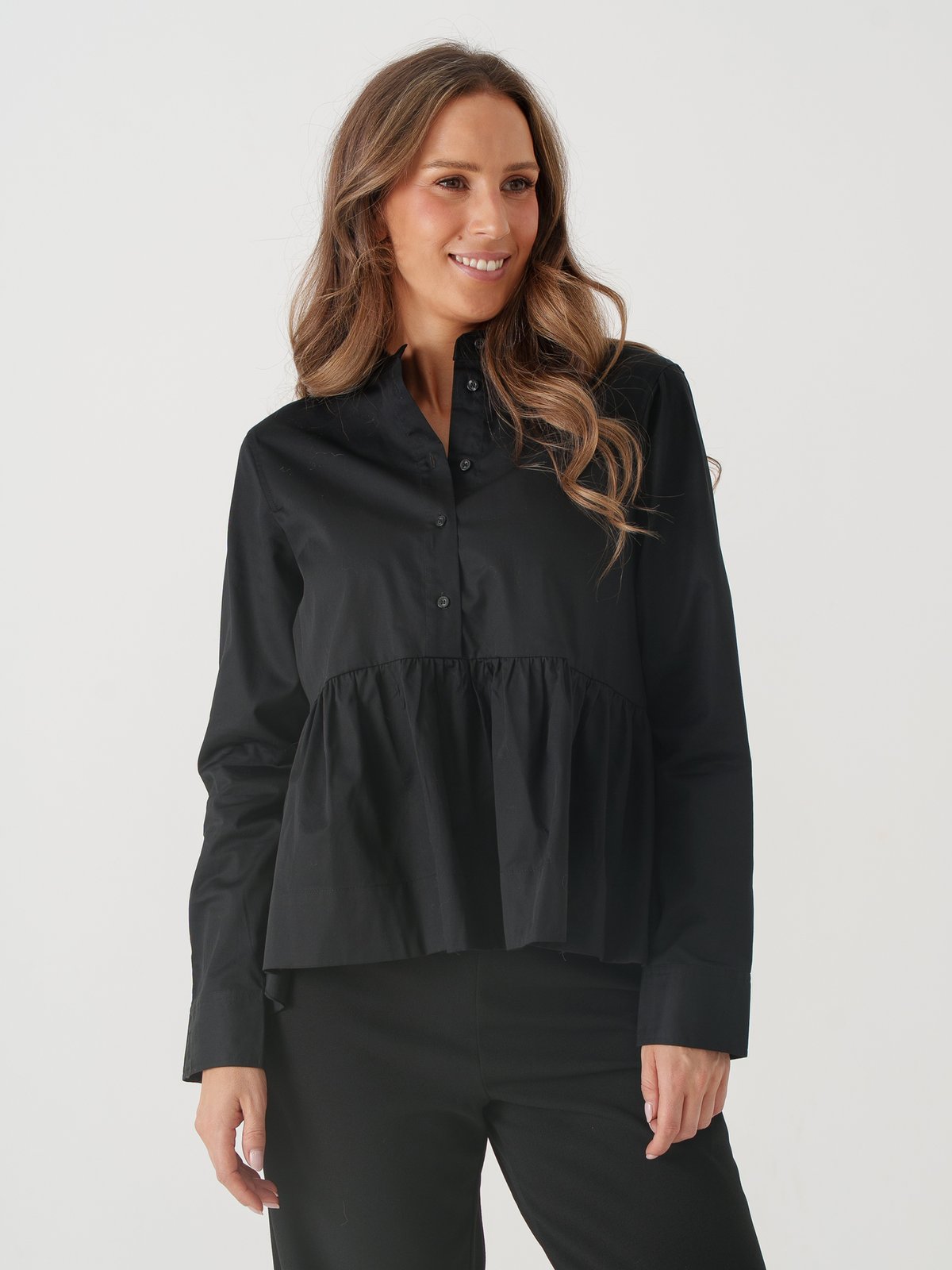 Y.A.S Salsy Long Sleeve Shirt S Black