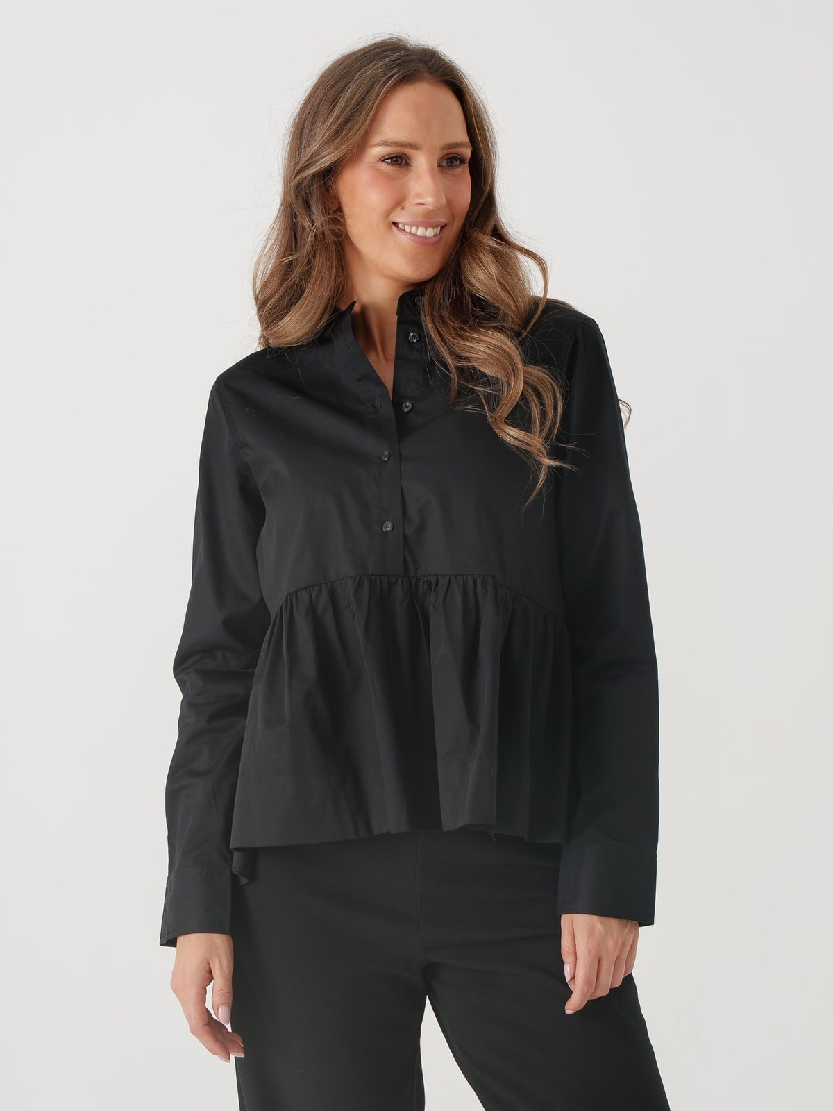 Y.A.S Salsy Long Sleeve Shirt S Black