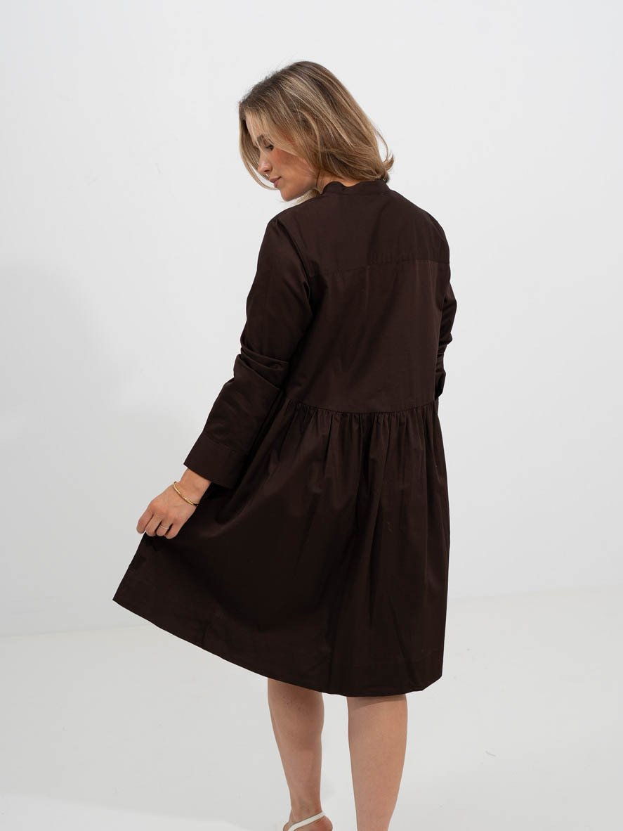 Y.A.S Salsy Long Sleeve Shirt Dress S. Coffee Bean