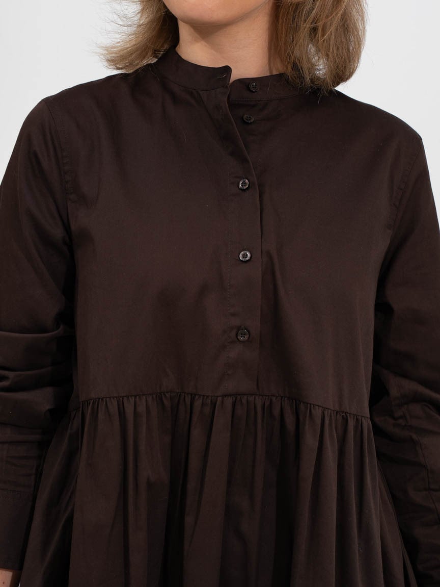 Y.A.S Salsy Long Sleeve Shirt Dress S. Coffee Bean