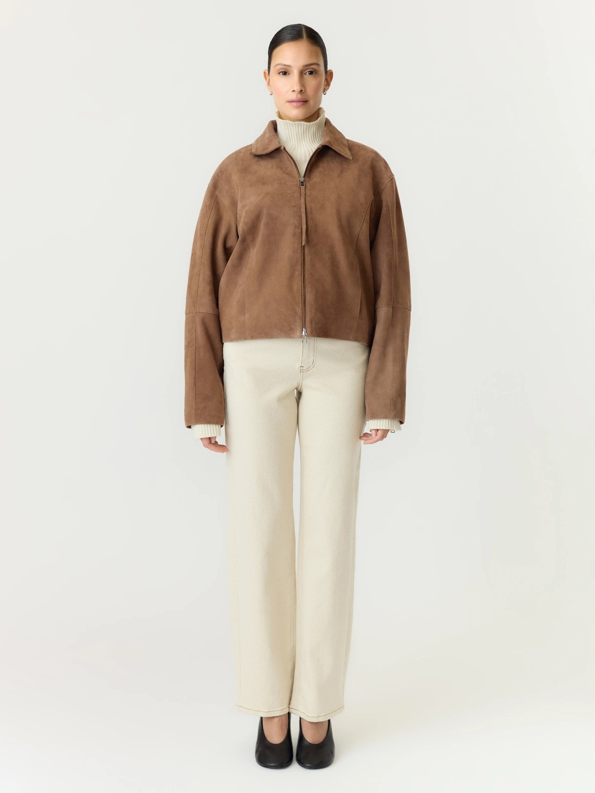 Y.A.S Salera Long Sleeve Suede Jacket Sepia