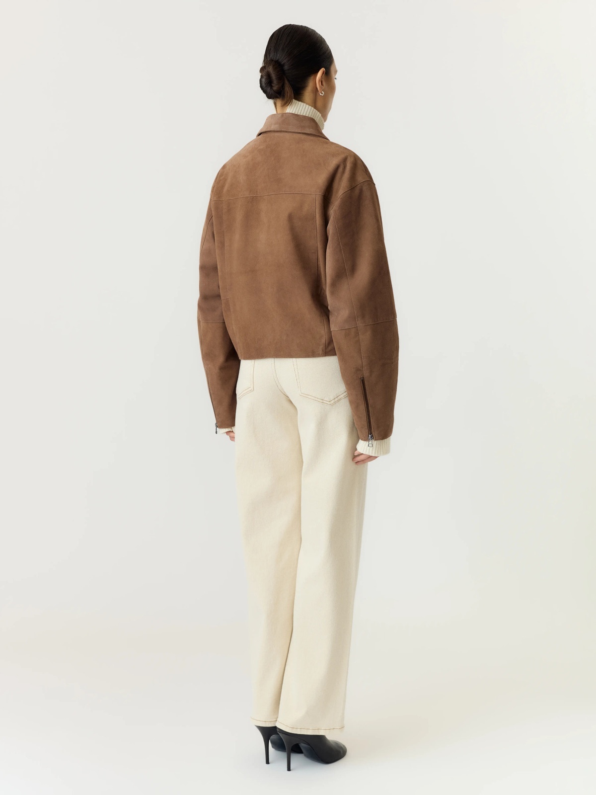 Y.A.S Salera Long Sleeve Suede Jacket Sepia