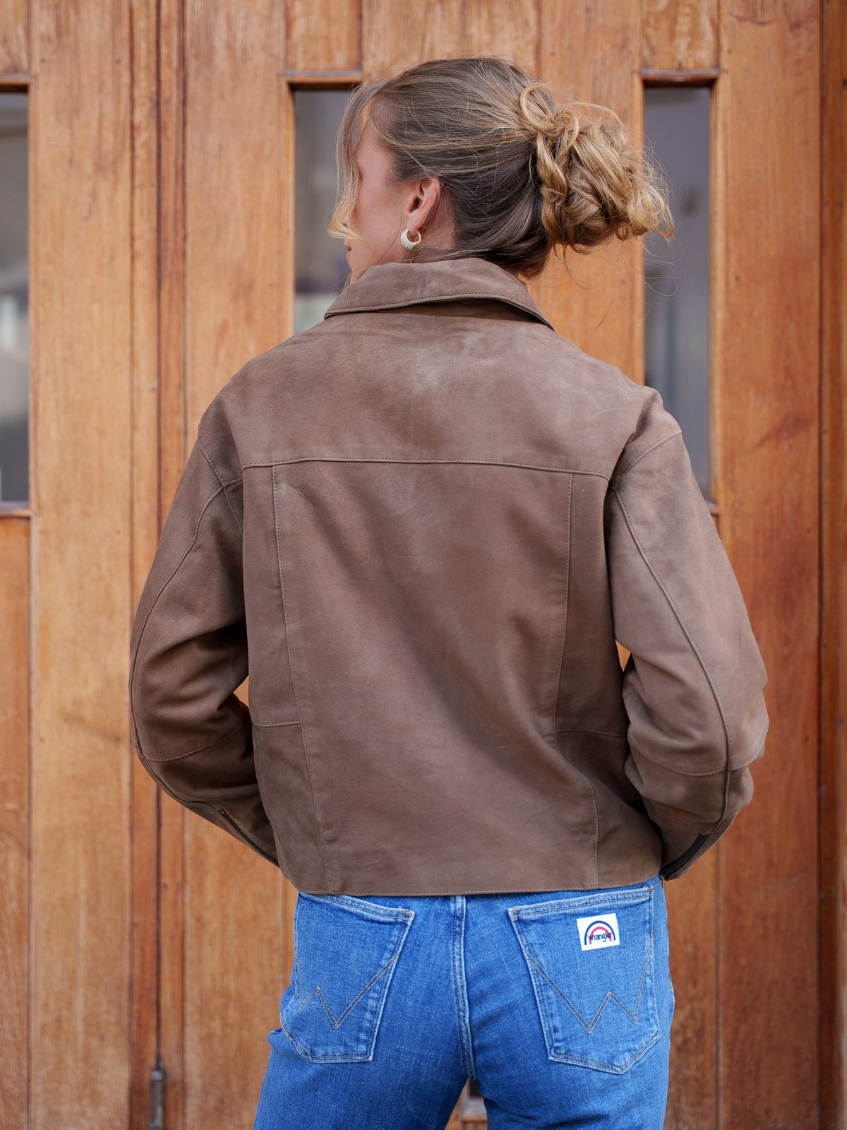 Y.A.S Salera Long Sleeve Suede Jacket Sepia