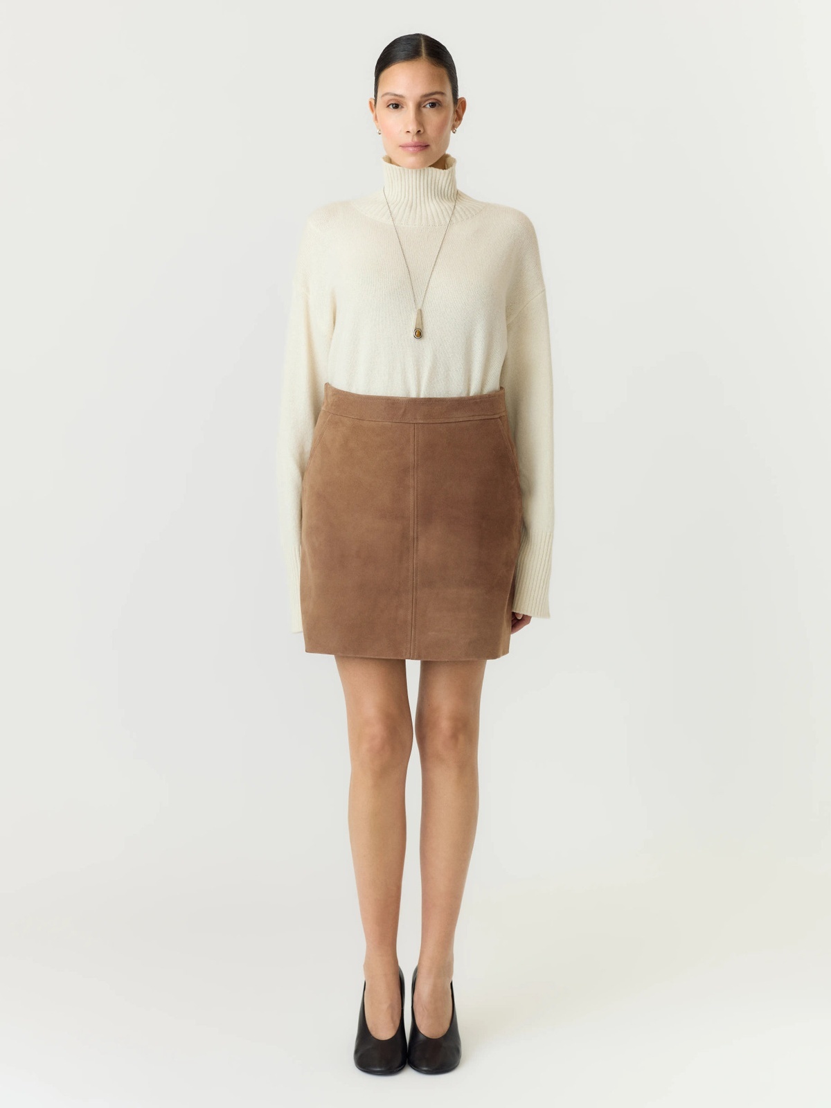 Y.A.S Salera High Waist Suede Skirt Sepia