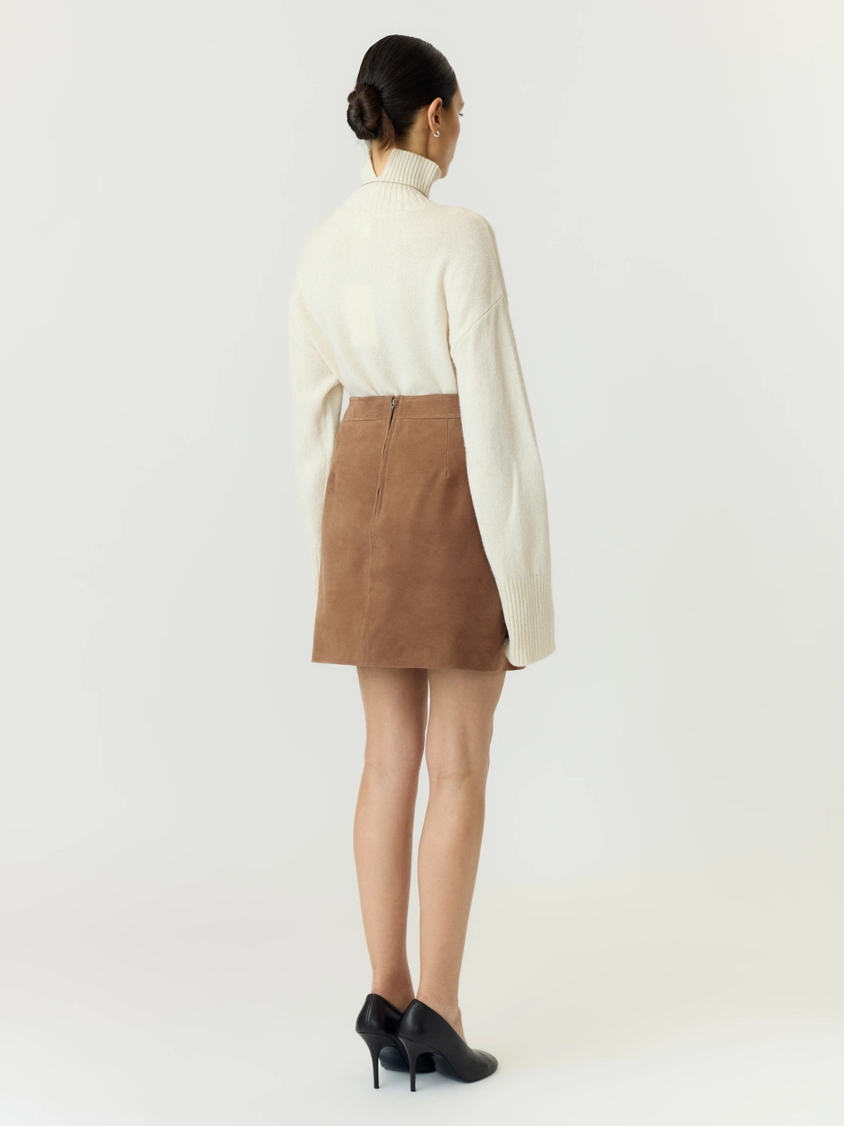 Y.A.S Salera High Waist Suede Skirt Sepia