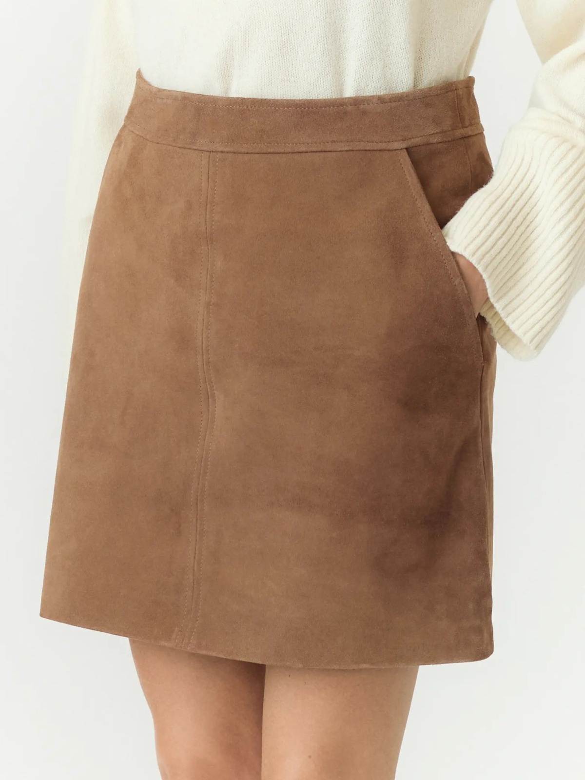 Y.A.S Salera High Waist Suede Skirt Sepia