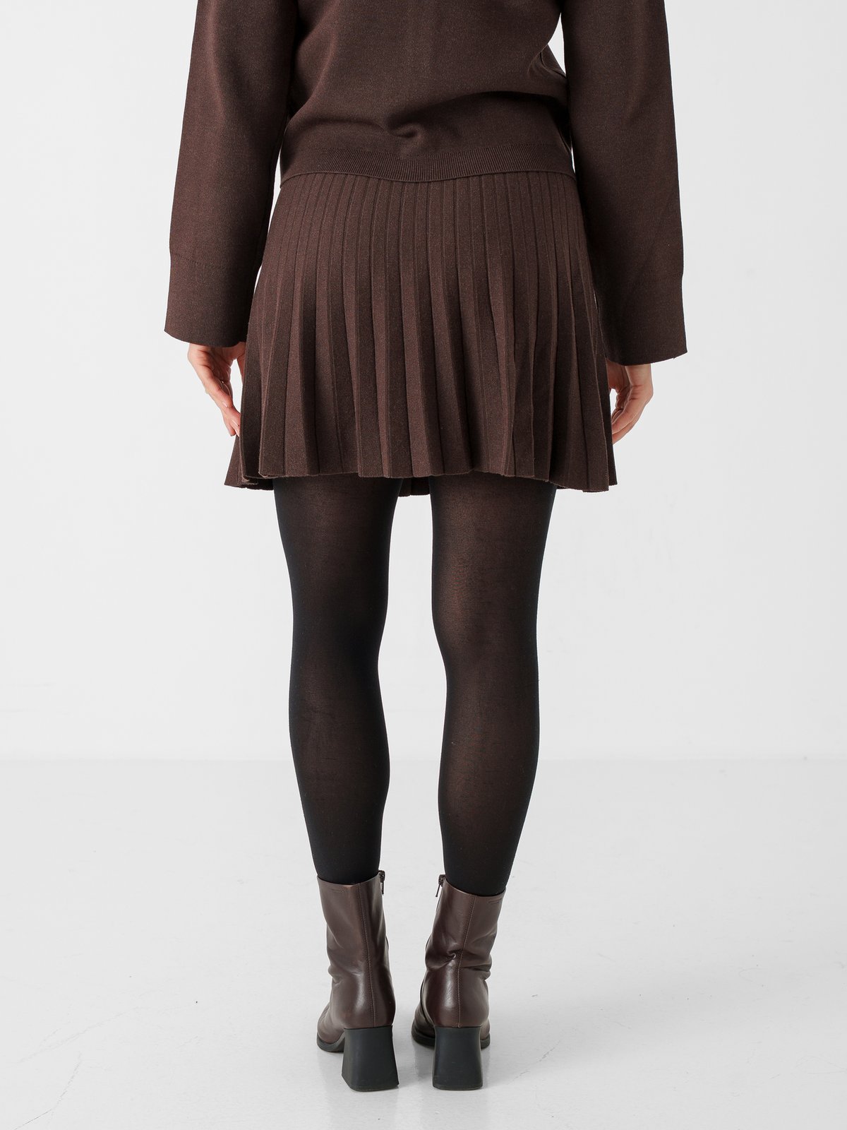 Y.A.S Elena High Waist Pleated Skirt Coffee Bean Melange