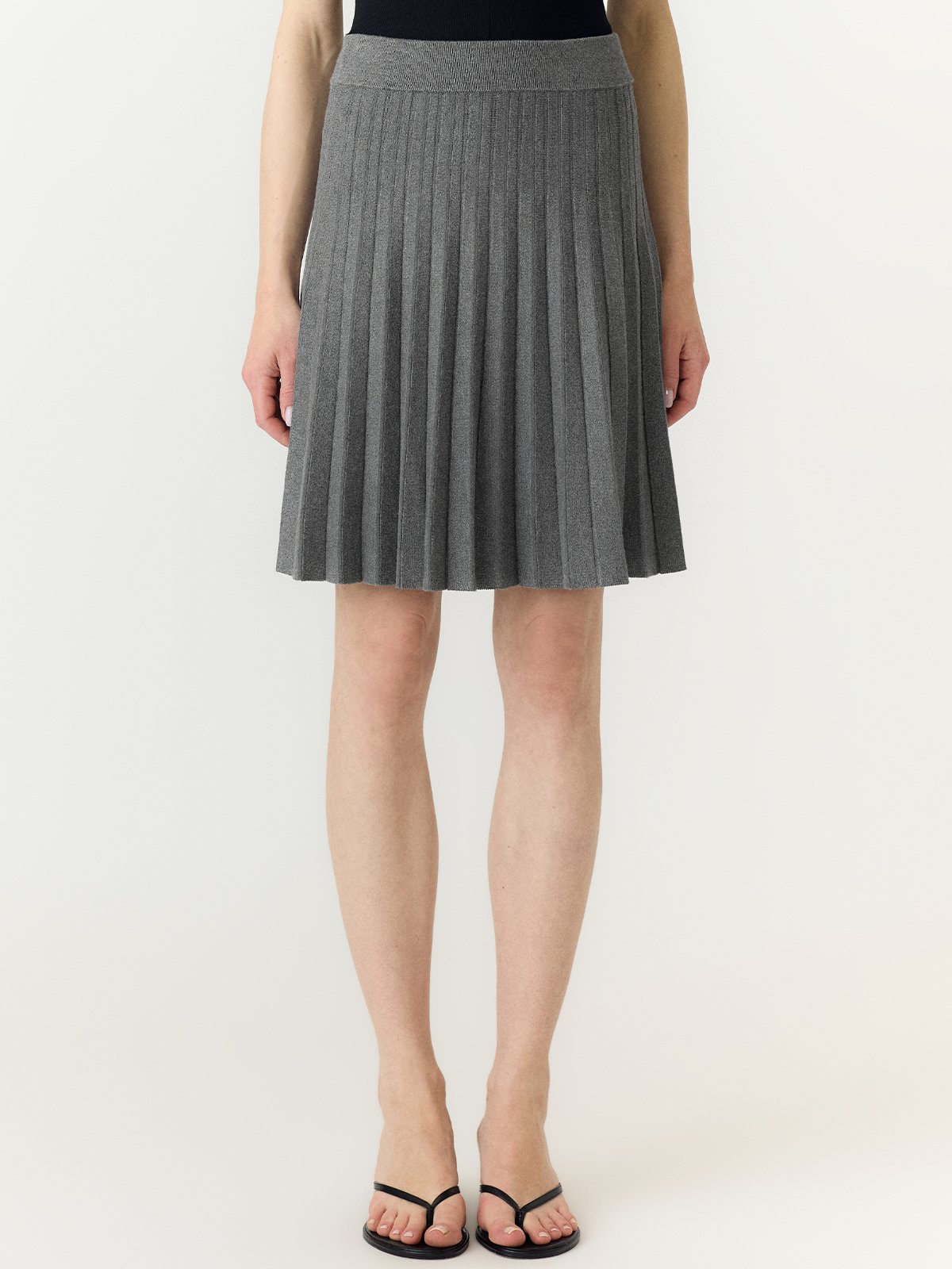 Y.A.S Elena High Waist Pleated Skirt Medium Grey Melange