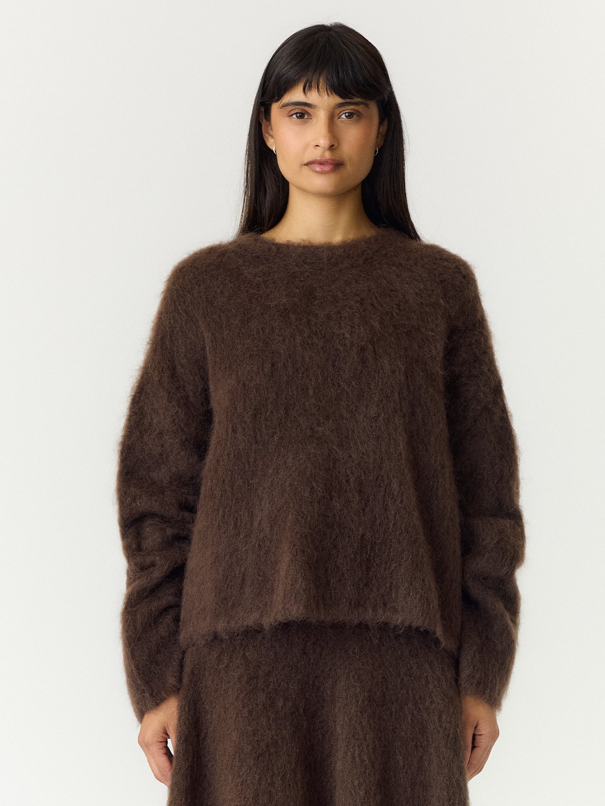 Y.A.S Tilde Long Sleeve Mohair Blend Pullover Mole