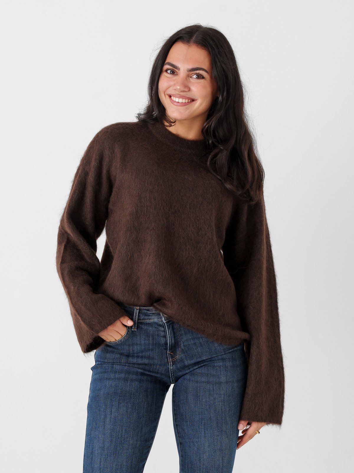 Y.A.S Tilde Long Sleeve Mohair Blend Pullover Mole
