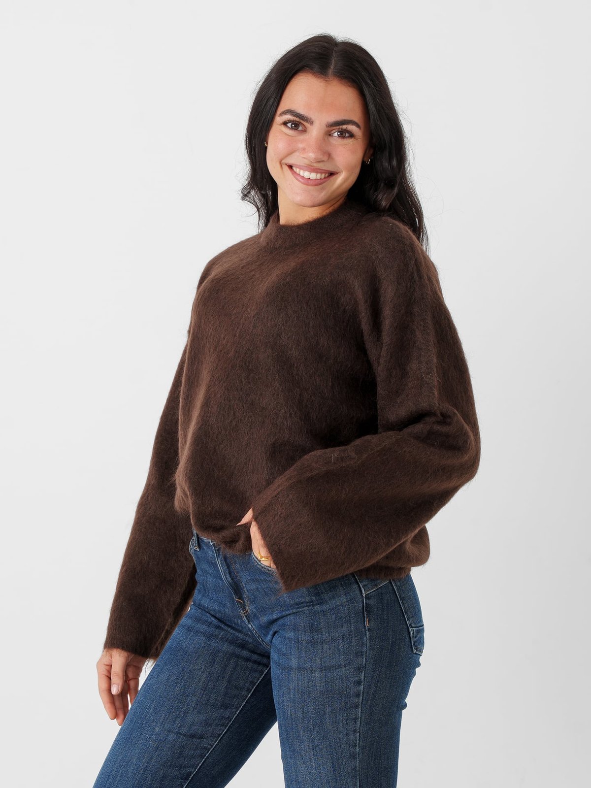 Y.A.S Tilde Long Sleeve Mohair Blend Pullover Mole
