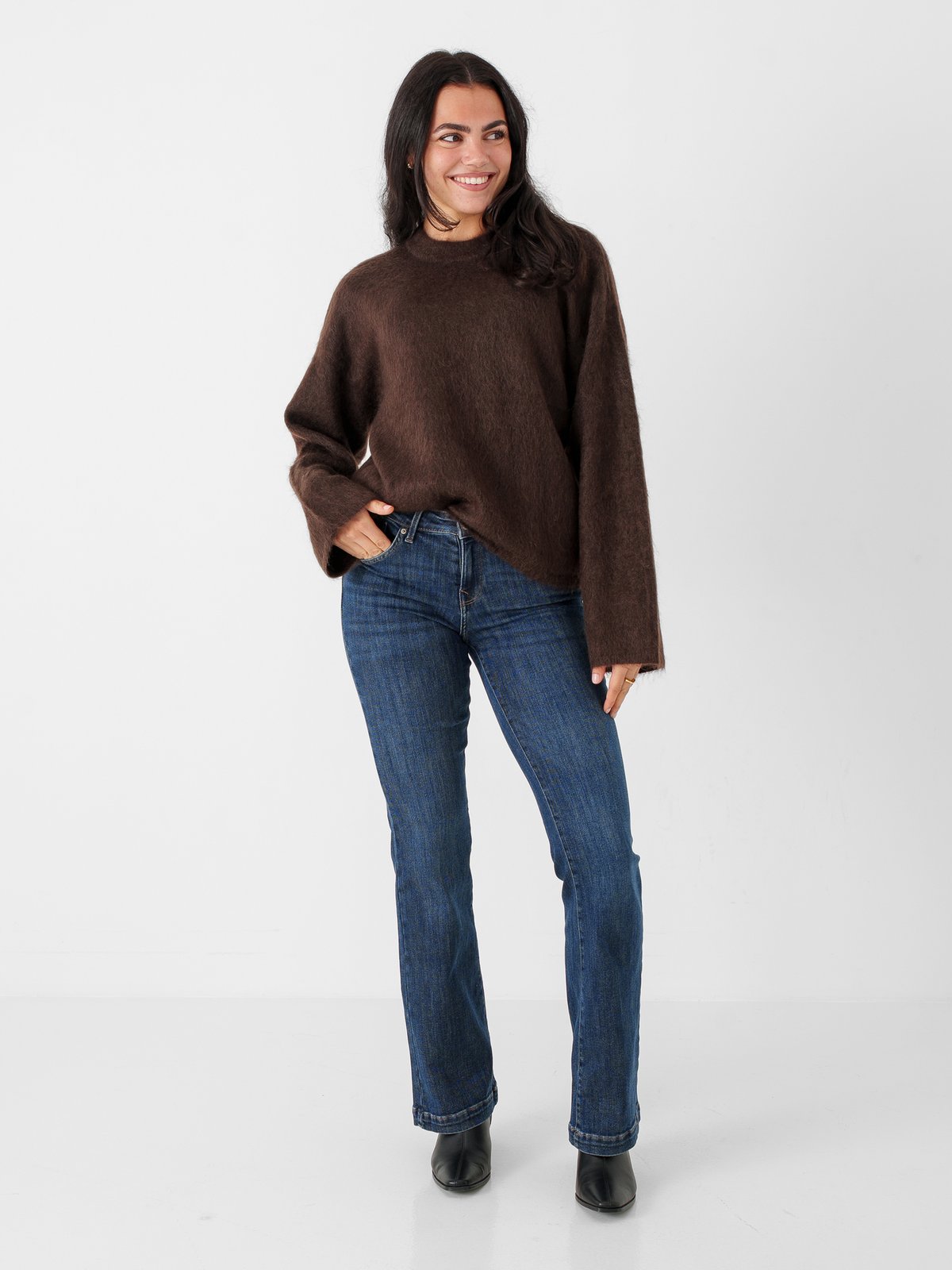 Y.A.S Tilde Long Sleeve Mohair Blend Pullover Mole
