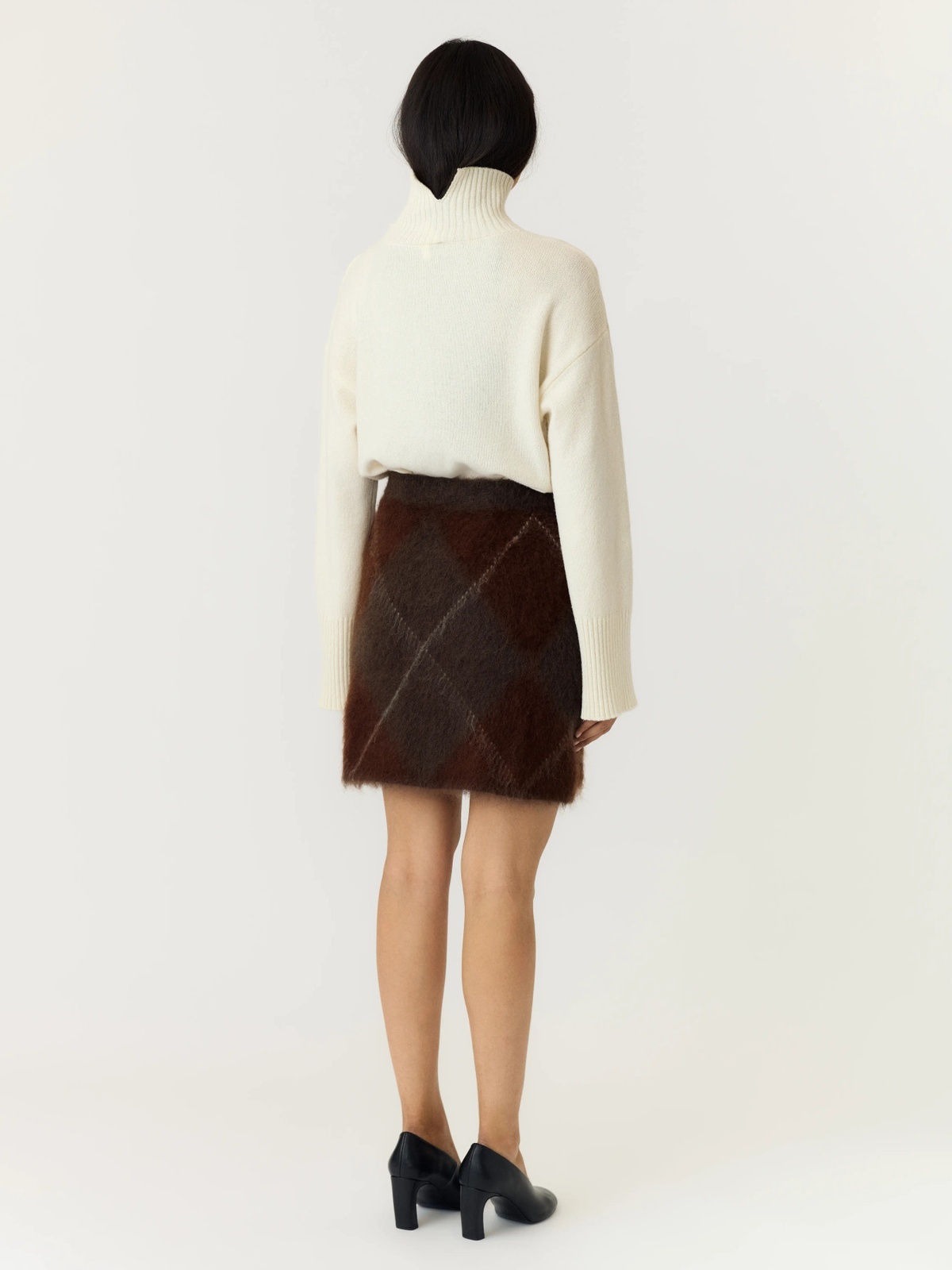 Y.A.S Argy High Waist Mohair Blend Knit Skirt Coffee Bean incence/sepia/oatmeal