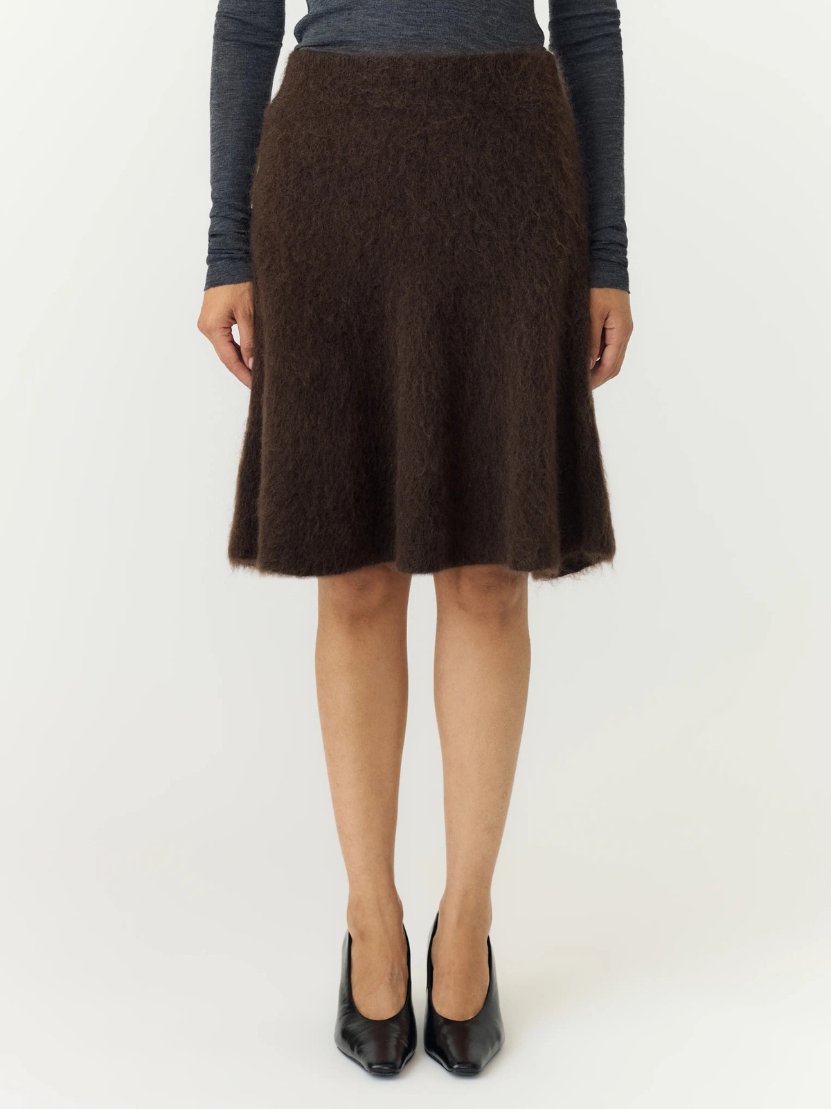 Y.A.S Tilde High Waist Mohair Blend Knit Skirt Mole Melange