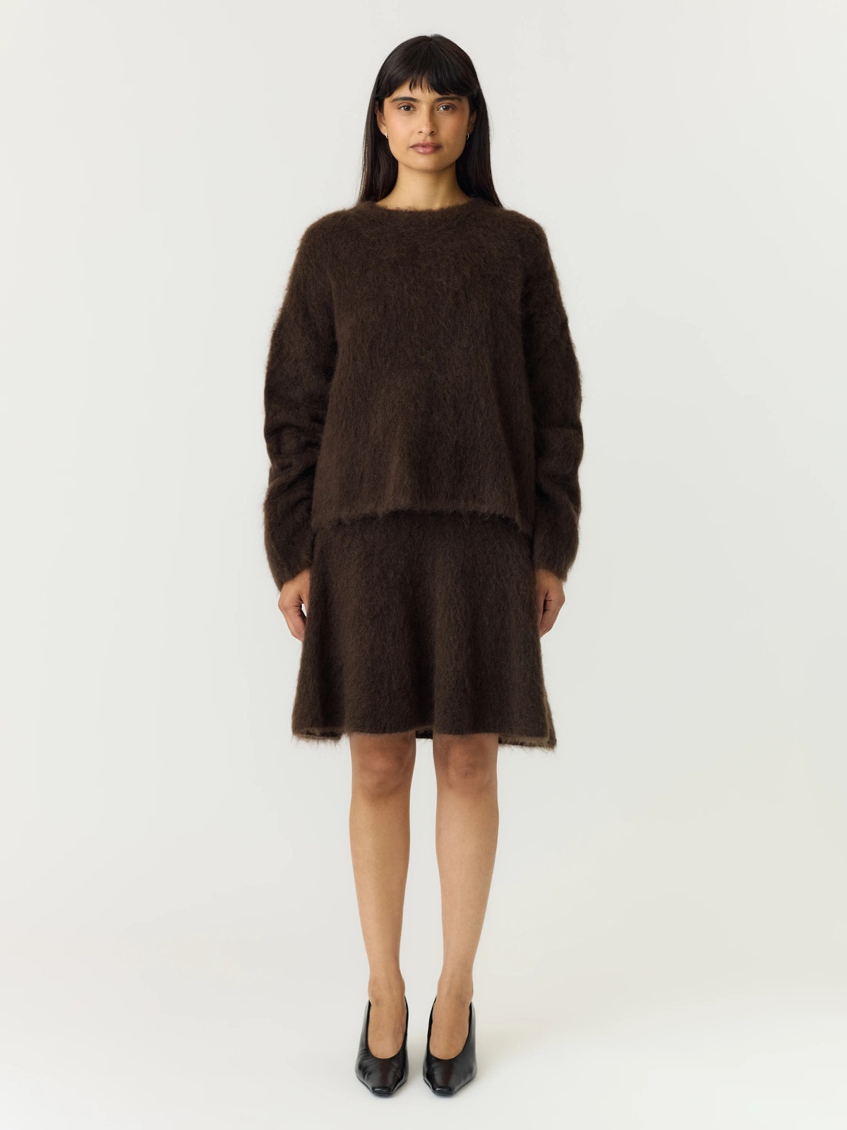Y.A.S Tilde High Waist Mohair Blend Knit Skirt Mole Melange