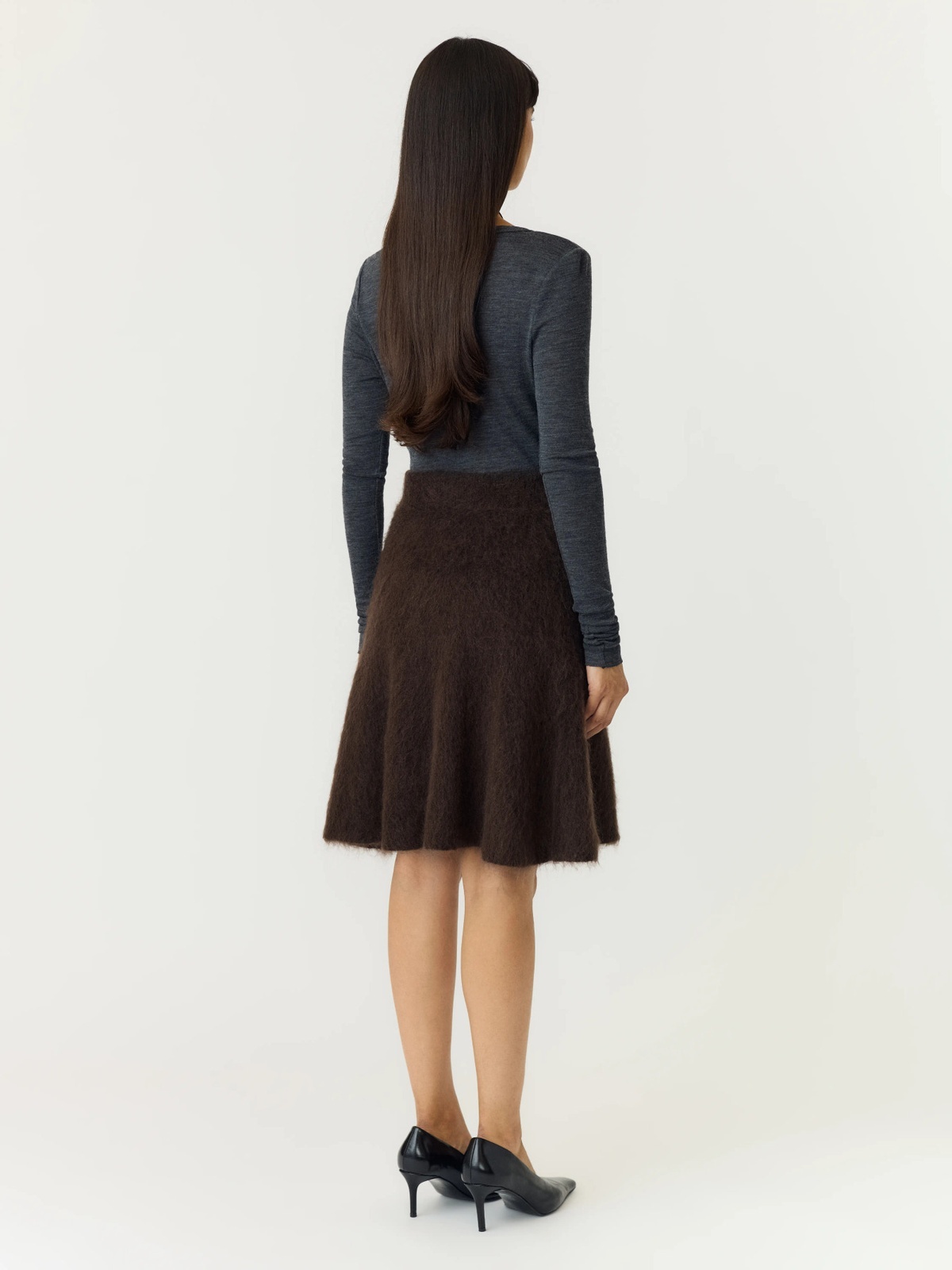 Y.A.S Tilde High Waist Mohair Blend Knit Skirt Mole Melange