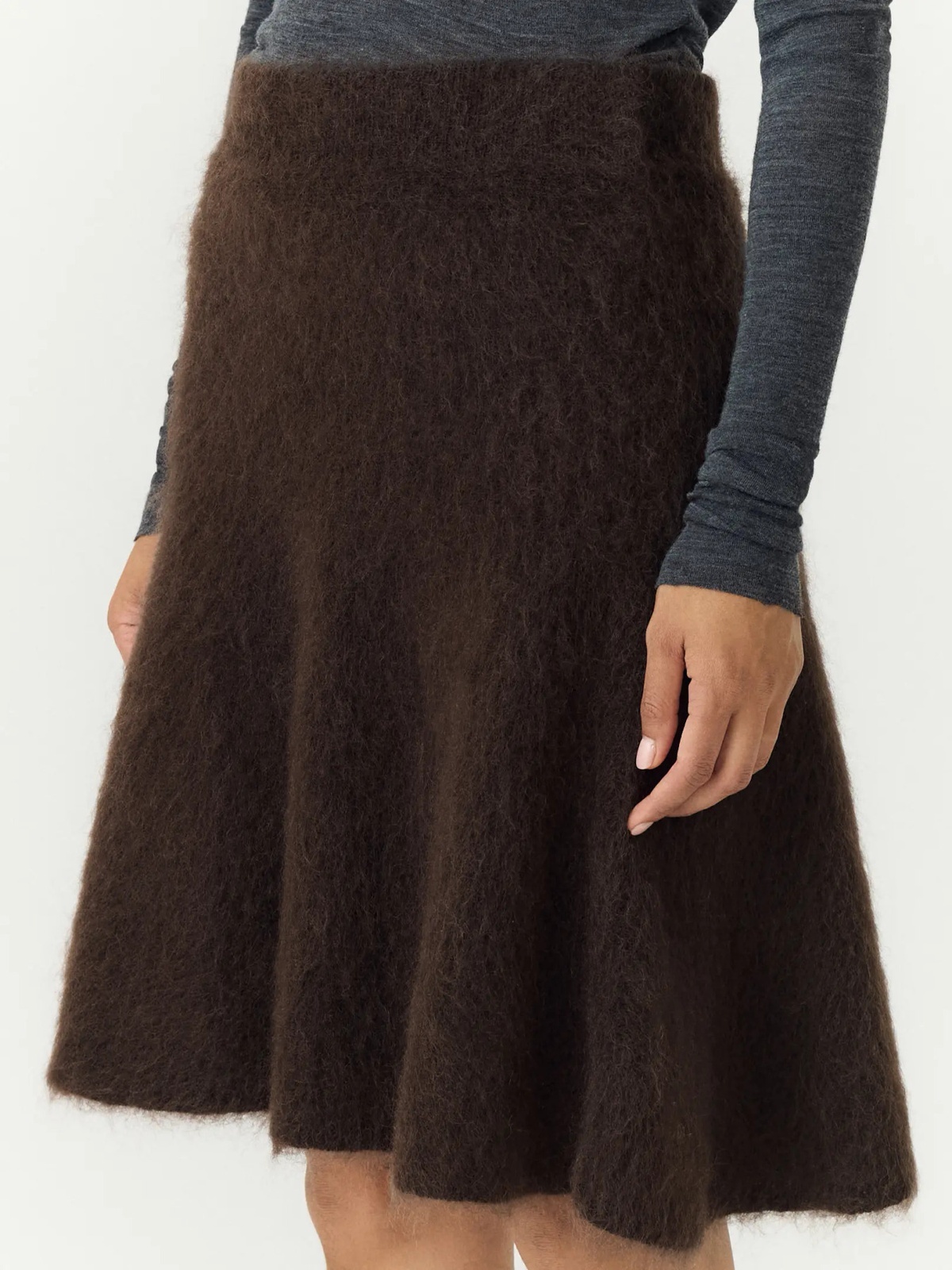 Y.A.S Tilde High Waist Mohair Blend Knit Skirt Mole Melange
