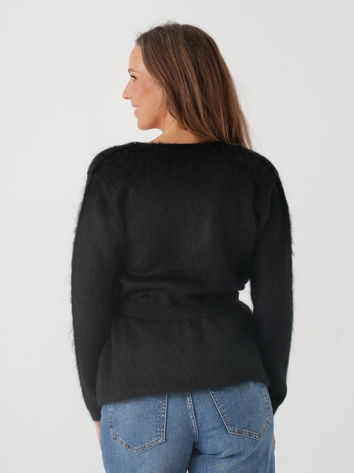 Y.A.S Tilde Long Sleeve Belt Knit Cardigan Black