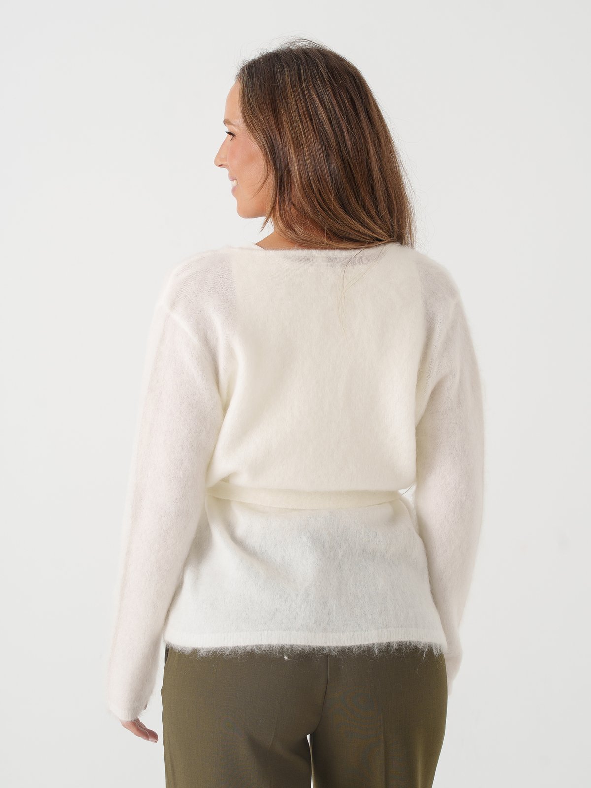 Y.A.S Tilde Long Sleeve Belt Knit Cardigan Star White