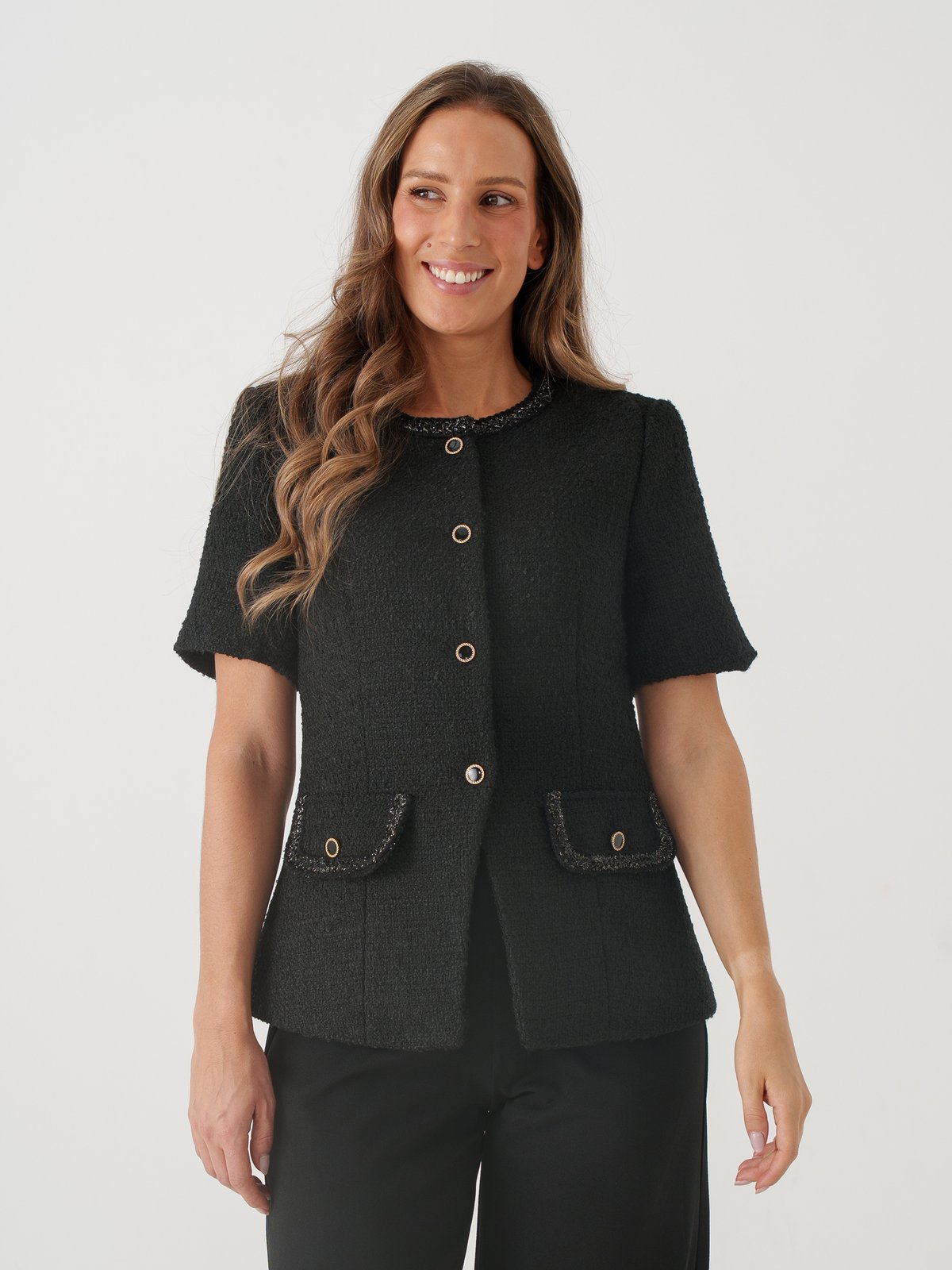 Y.A.S Selina Short Sleeve Blazer Jacket Black