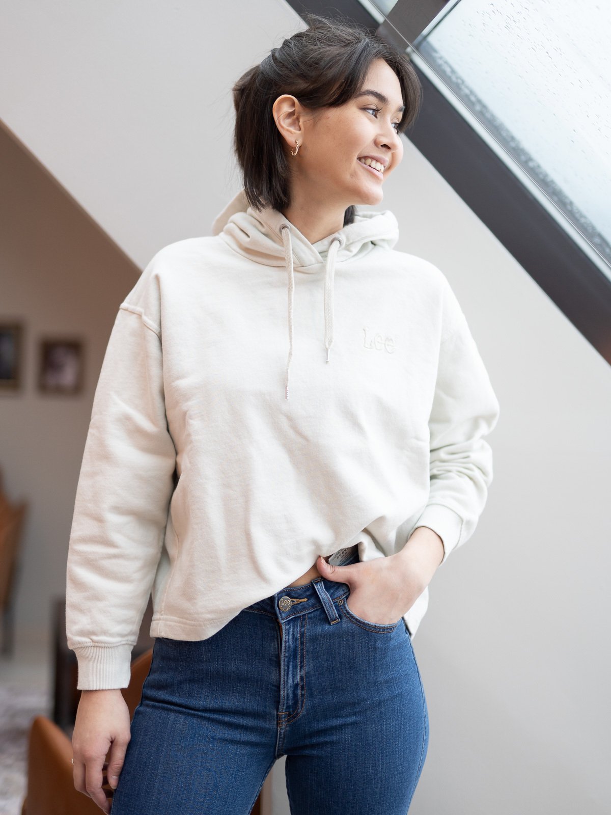 Lee Loose Hoodie Workwear White