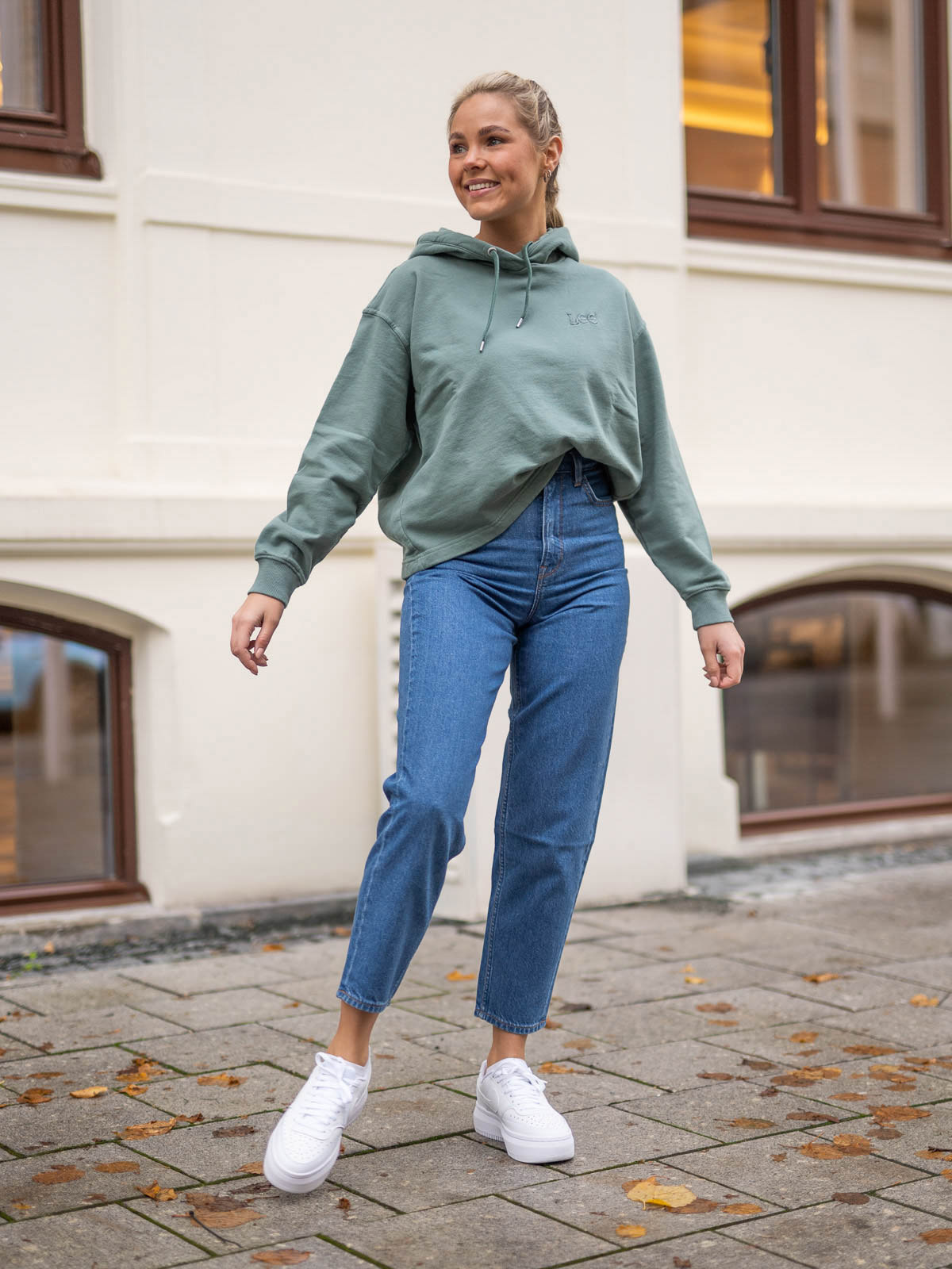 Lee Loose Hoodie Steel Green