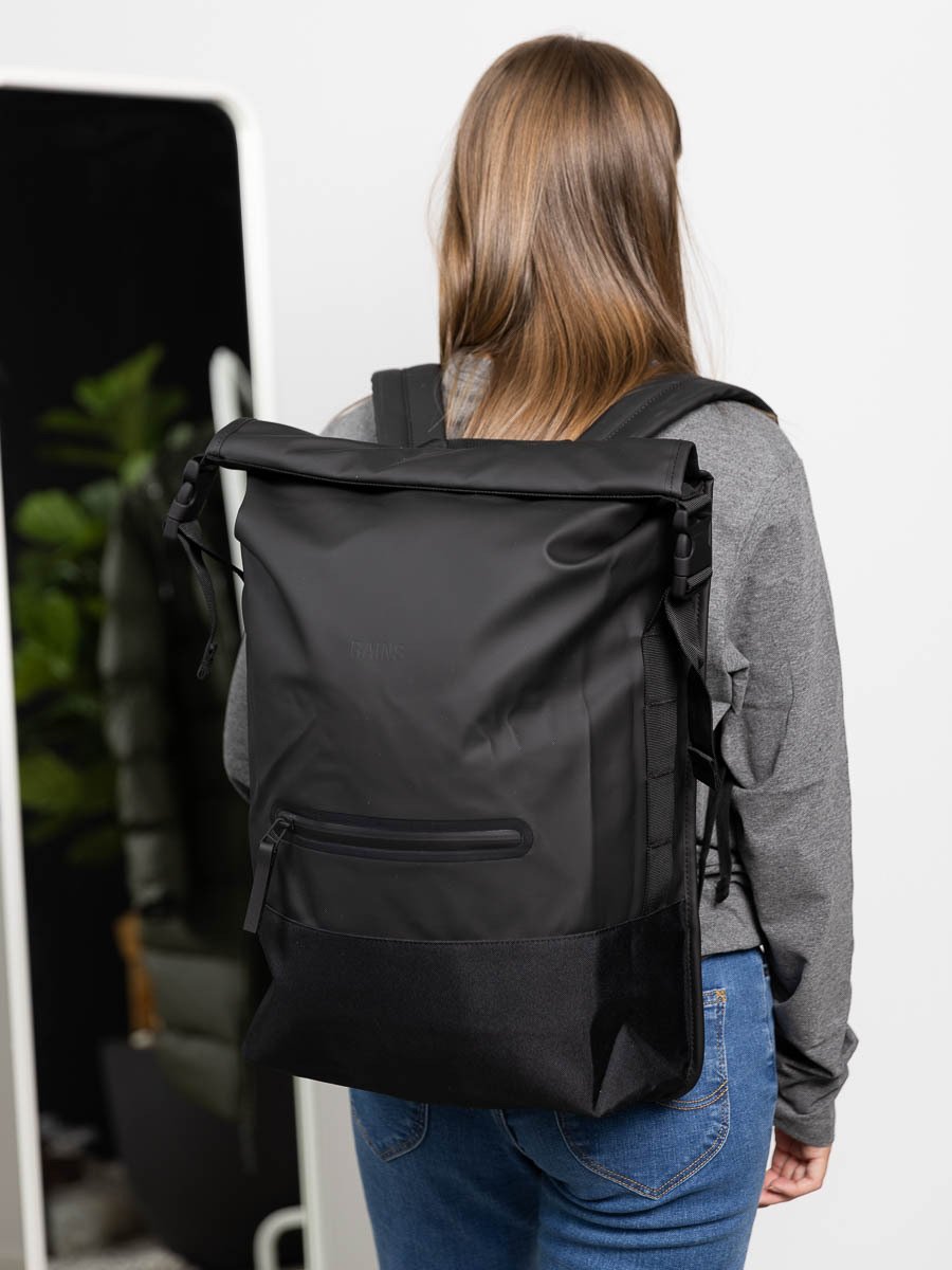 Rains Buckle Rolltop Rucksack Black