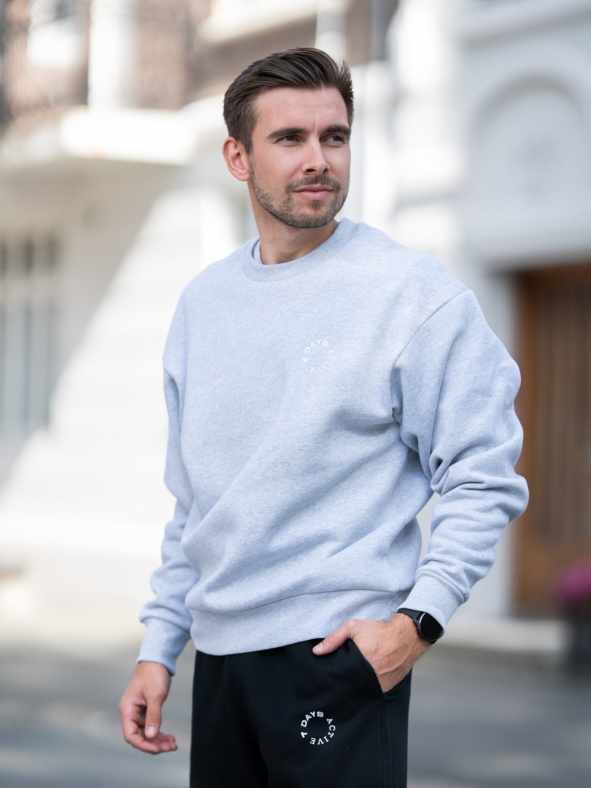 7 DAYS Active Organic Regular Crewneck Heather Grey