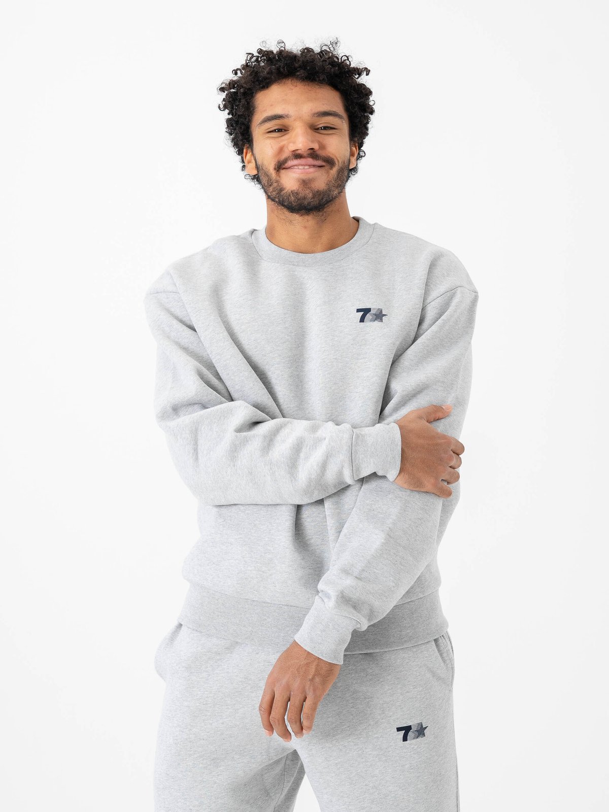 7 DAYS Active Organic Graphic Regular Crewneck Heather Grey