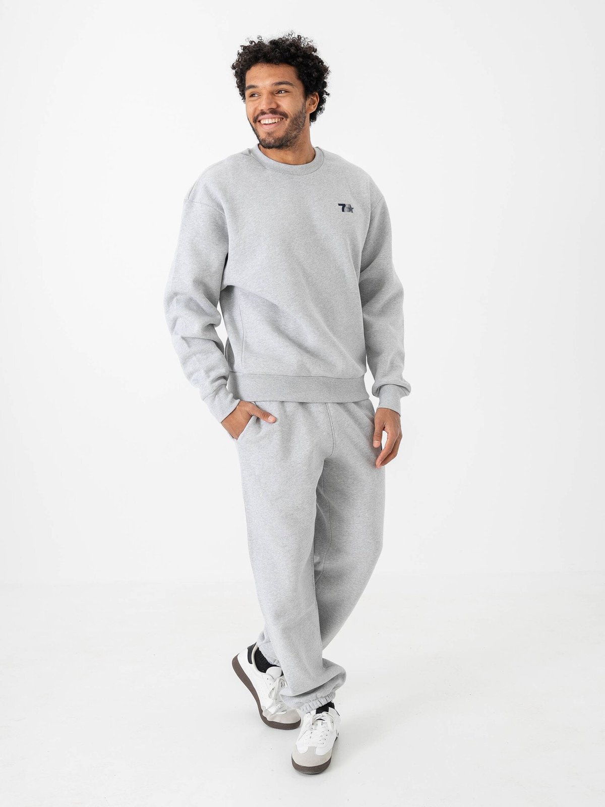 7 DAYS Active Organic Graphic Regular Crewneck Heather Grey