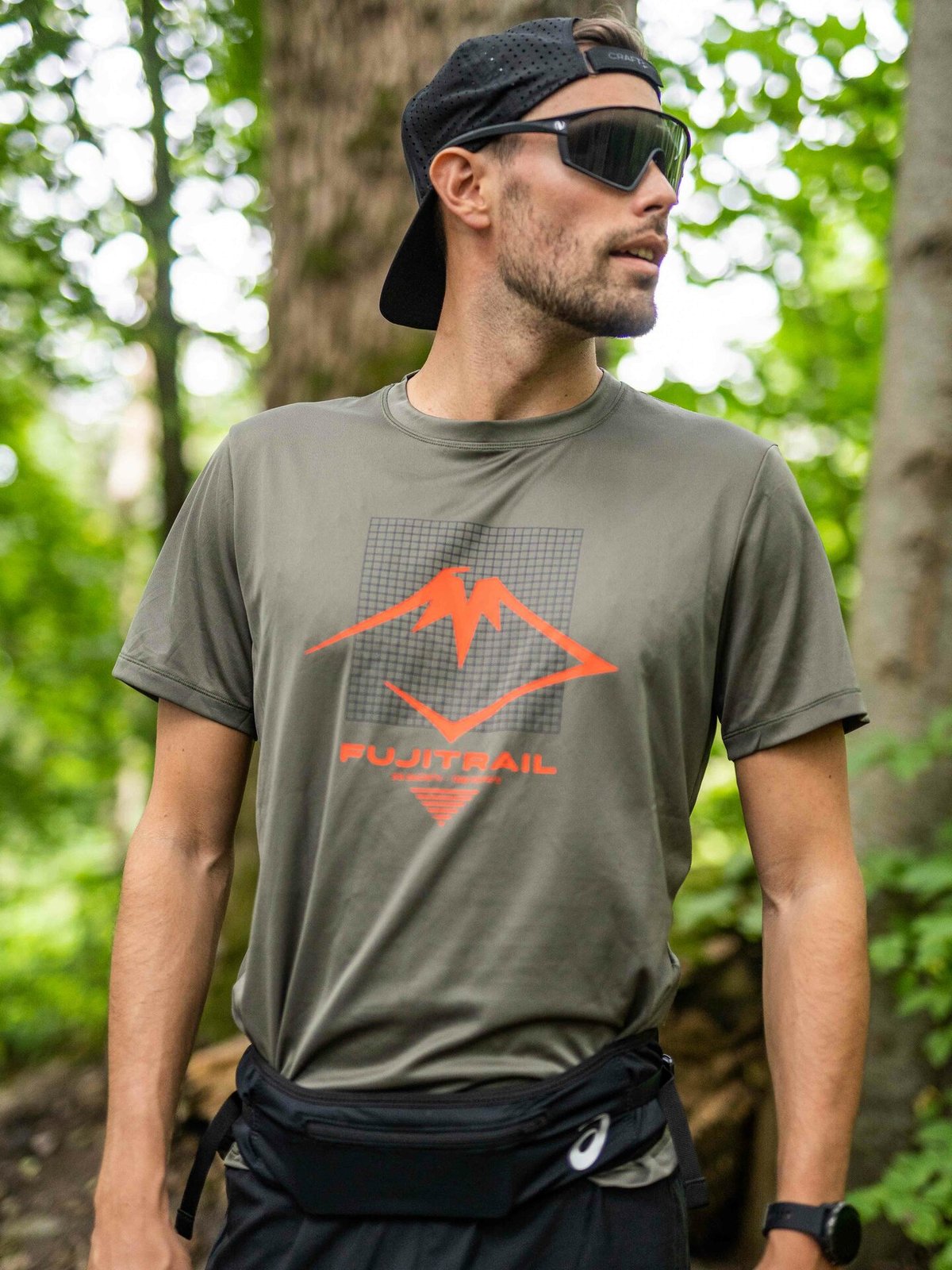 ASICS Fujitrail Logo Short Sleeve Top Mantle Green